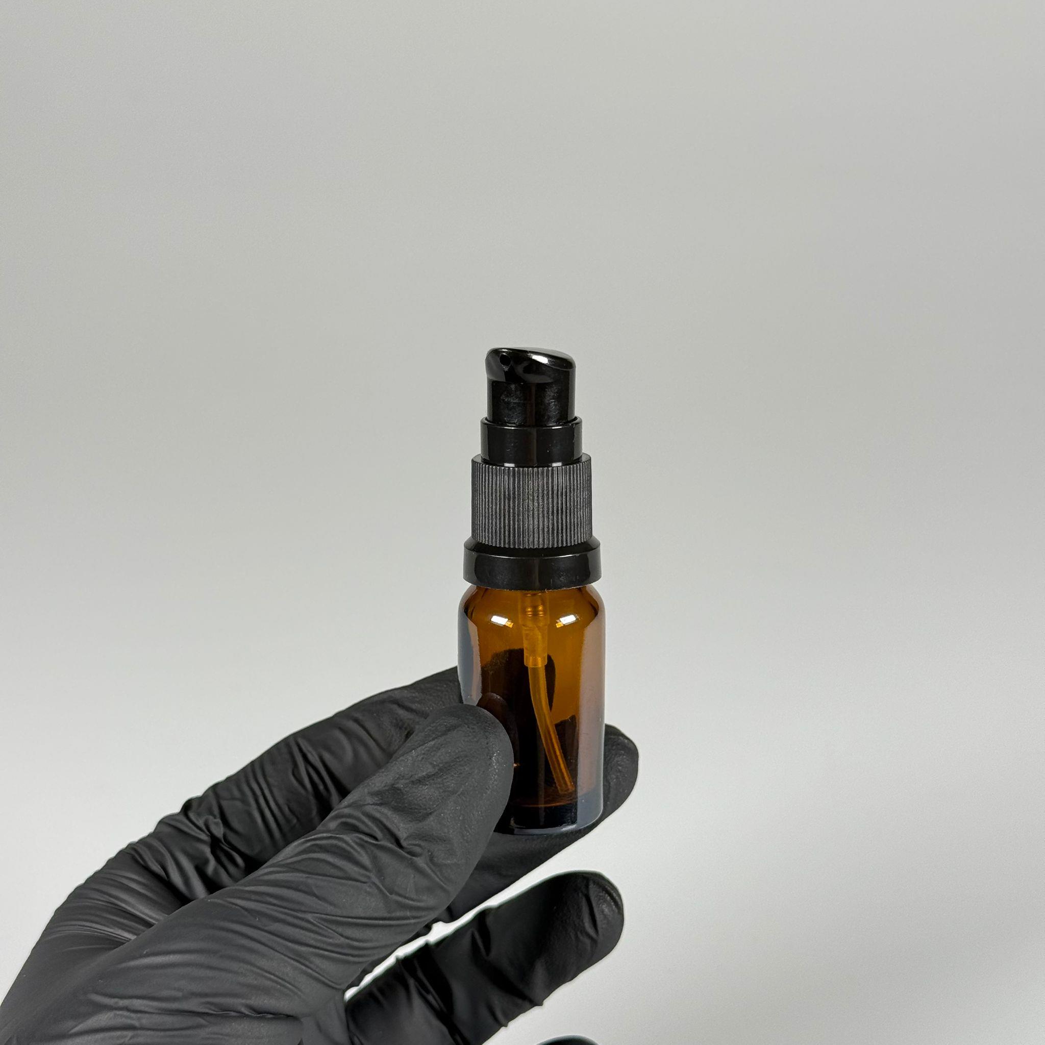 10 CC AMBER CAM ŞİŞE - SIZDIRMAZ ETEKLİ SİYAH LOSYON POMPALI TAKIM - 10 ML LOSYON ŞİŞESİ - YAĞ, KREM GİBİ YOĞUN KIVAMLI SIVILAR İÇİN CAM AMBALAJ