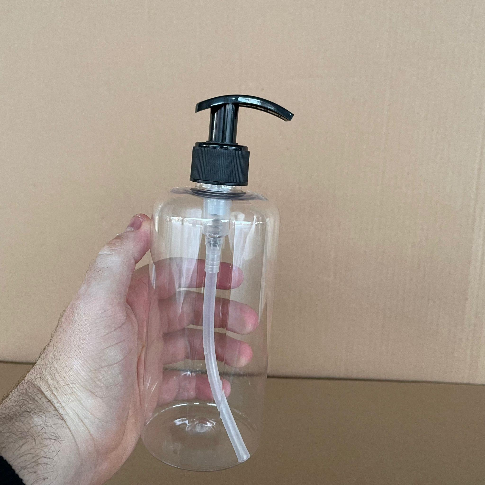 500 CC UZUN SİLİNDİR PET ŞİŞE KALIN (26 GR) - SİYAH SIVI SABUN POMPALI - 28 AĞIZ - 500 ML PET ŞİŞE