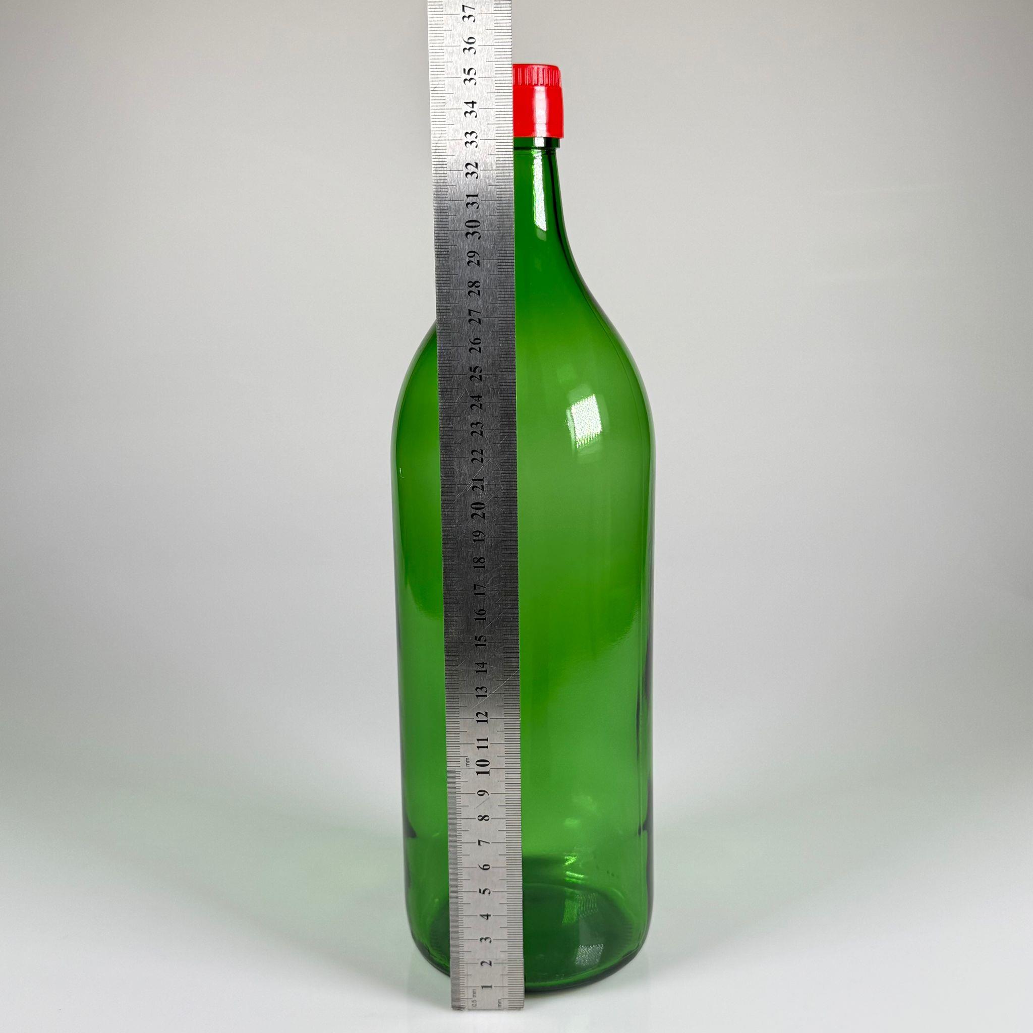 2000 CC CAM ŞİŞE YEŞİL - KIRMIZI AKITICILI DROP STOP KAPAKLI - 2 LİTRE CAM ŞİŞE - 2 LT CAM ŞİŞE