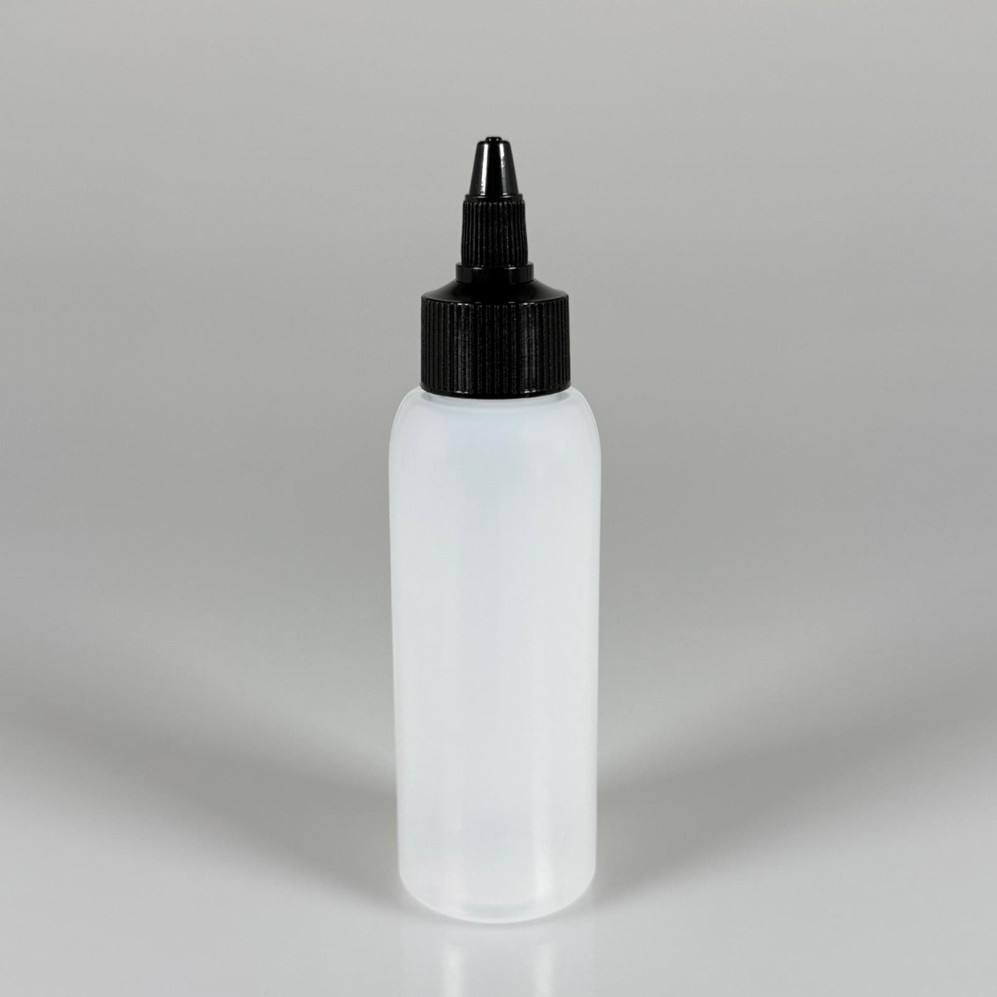 100 ML SIKILABİLİR YUMUŞAK PE POLİETİLEN PLASTİK ŞİŞE - SİYAH TWİST SİVRİ KARTUŞ KAPAKLI - 100 cc sos, yağ, kartuş, mürekkep vb için boş şişeler