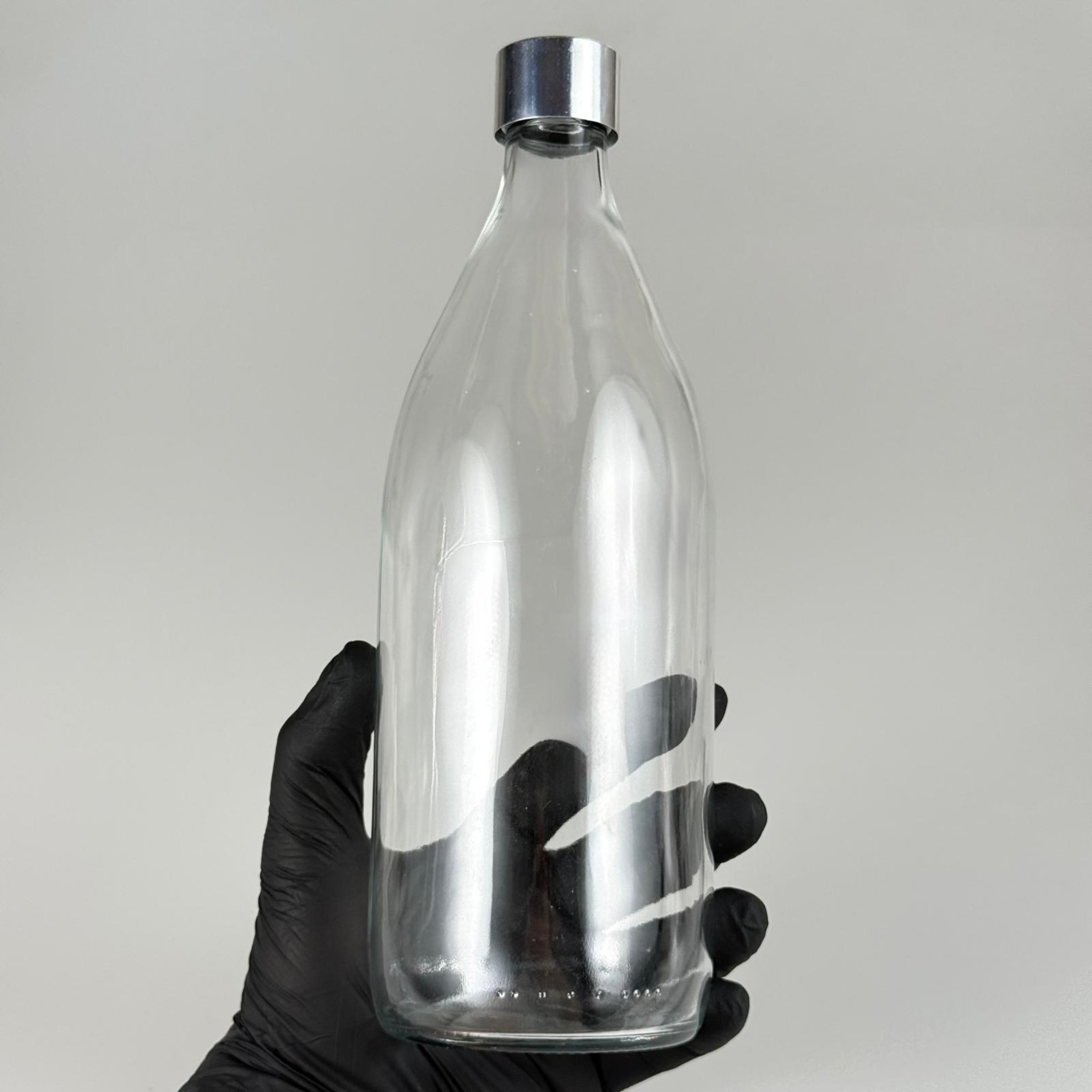 750 CC CAM ŞİŞE + ALÜMİNYUM KAPLAMALI GÜMÜŞ KAPAKLI + DAMLALIKLI KOLONYA TIPALI TAKIM - 750 ML CAM ŞİŞE