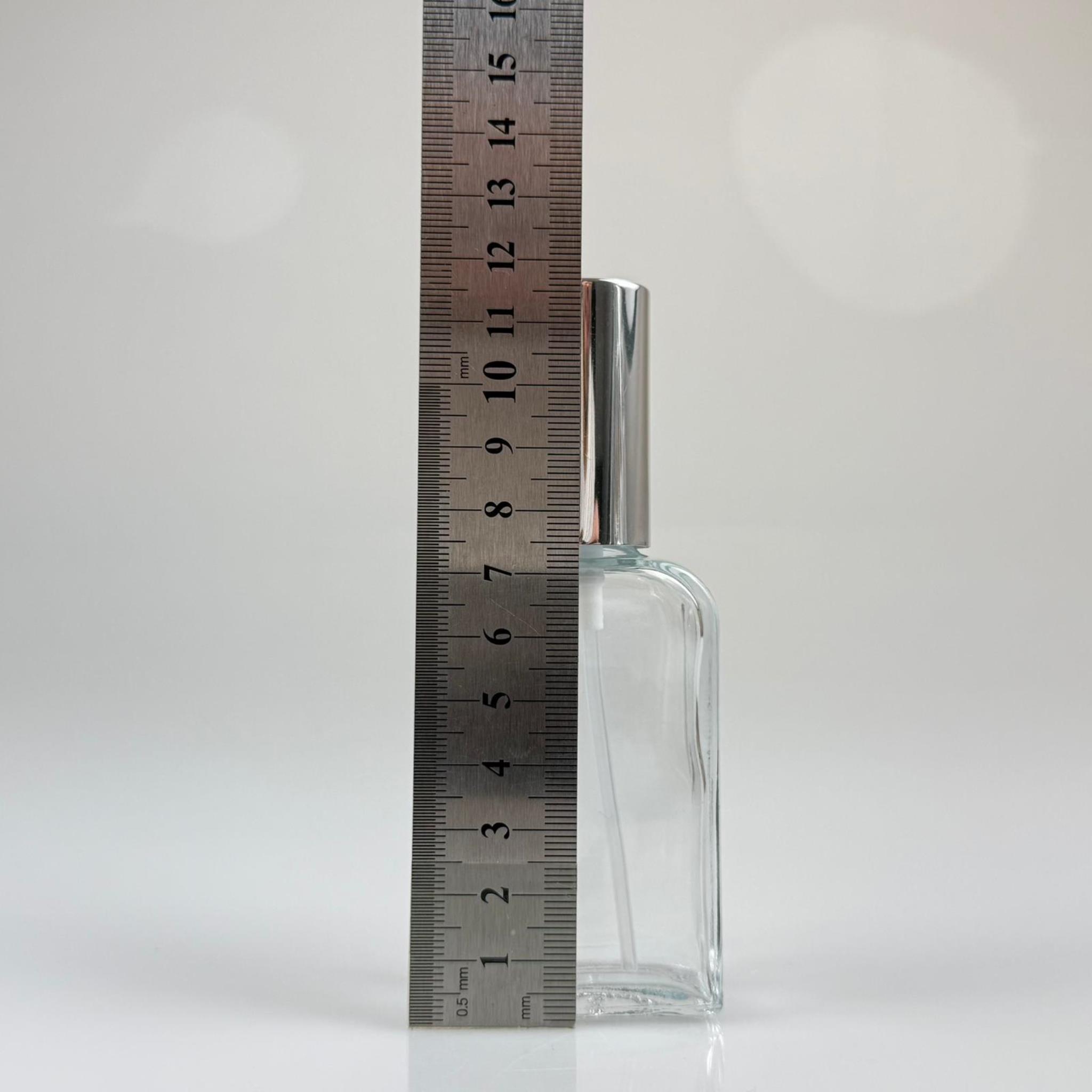40 CC YASSI DİKDÖRTGEN CAM ŞİŞE - VİDALI GÜMÜŞ SPREYLİ PARFÜM KOLONYA ŞİŞESİ TAKIM - 40 ML PRESTİJLİ ŞİŞE