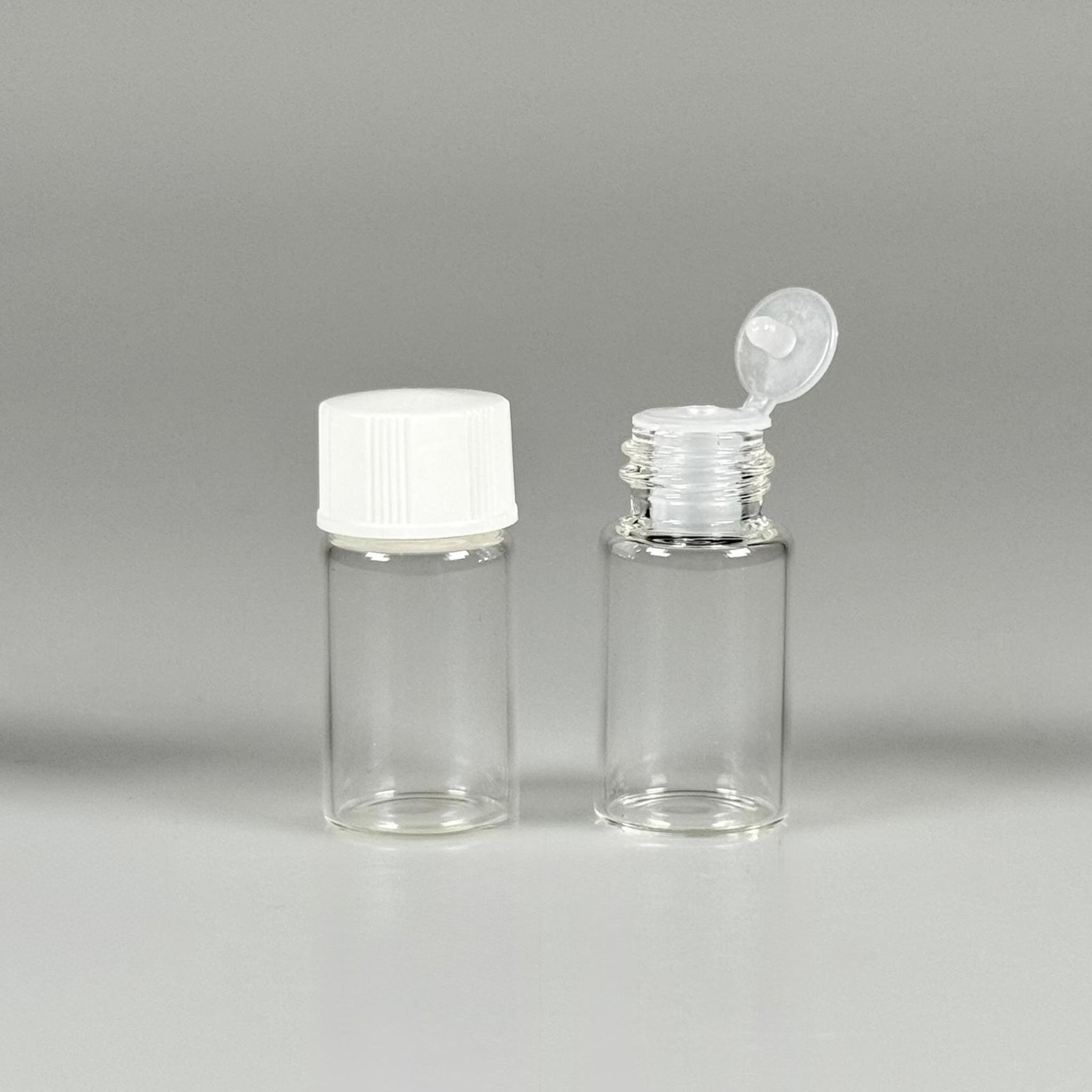 3 CC ŞEFFAF İNCE CAM ŞİŞE - BEYAZ KAPAKLI + İÇTEN DAMLALIKLI - 3 ML CAM ŞİŞE