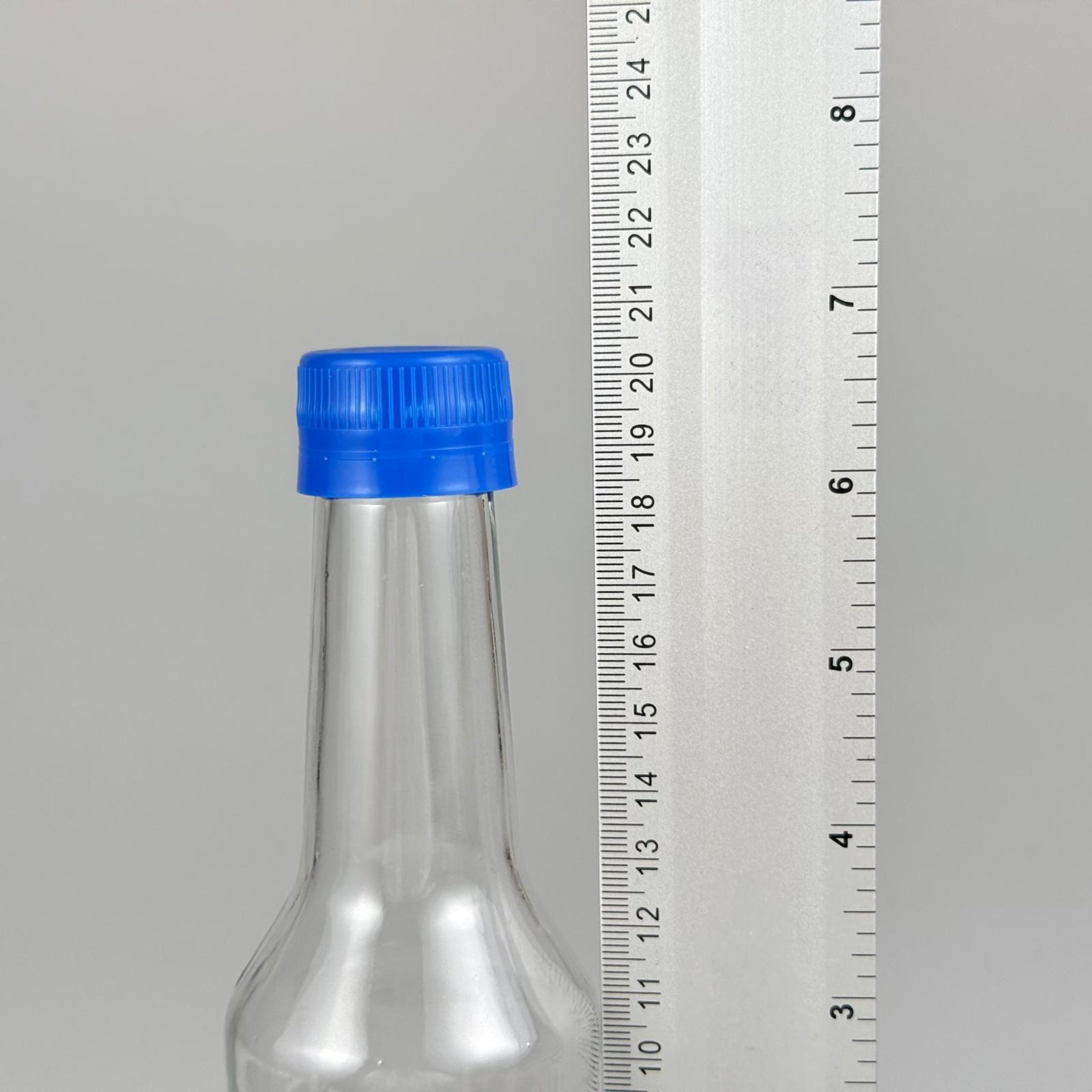 250 CC BOĞAZLI CAM ŞİŞE - MAVİ KİLİTLİ PLASTİK KAPAKLI - 250 ML BOŞ CAM ŞİŞE