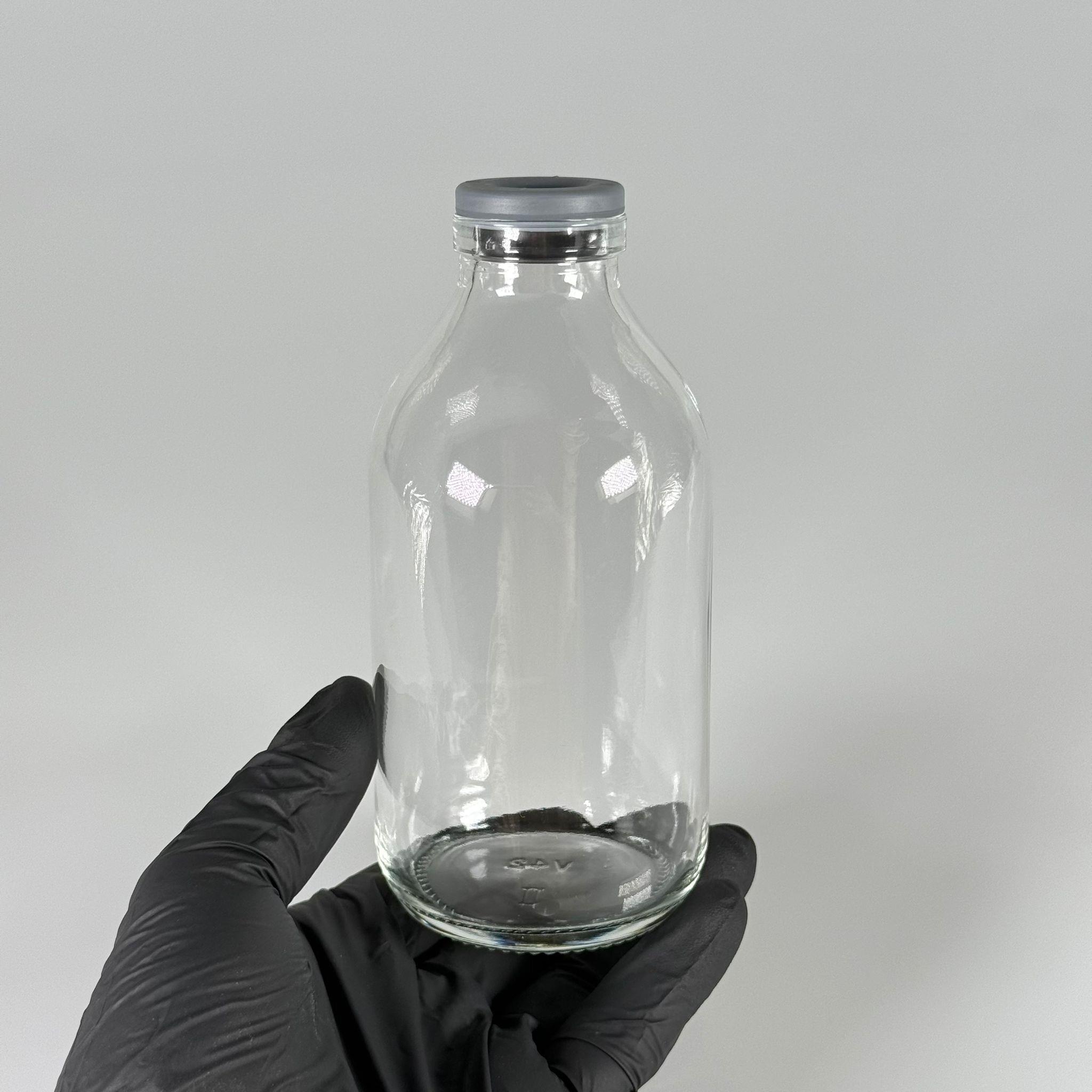 250 CC ŞEFFAF CAM SERUM ŞİŞESİ - 32 AĞIZ  KAUÇUK BUTİL TIPALI TAKIM - 250 CC BOŞ SERUM ŞİŞESİ - TİP 2 İLACA ECZAYA  UYGUN