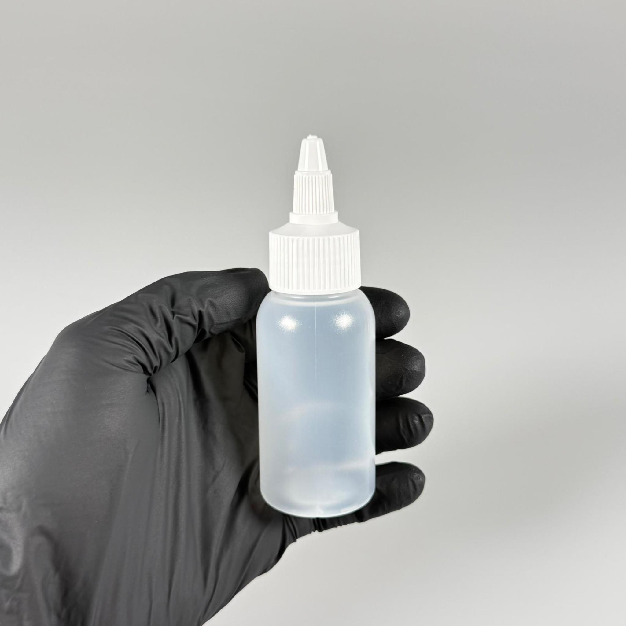 50 ML SIKILABİLİR YUMUŞAK POLİETİLEN PE PLASTİK ŞİŞE - BEYAZ TWİST AKITICI SOS KAPAKLI - 50 cc sos, yağ, kartuş, mürekkep vb için boş şişeler