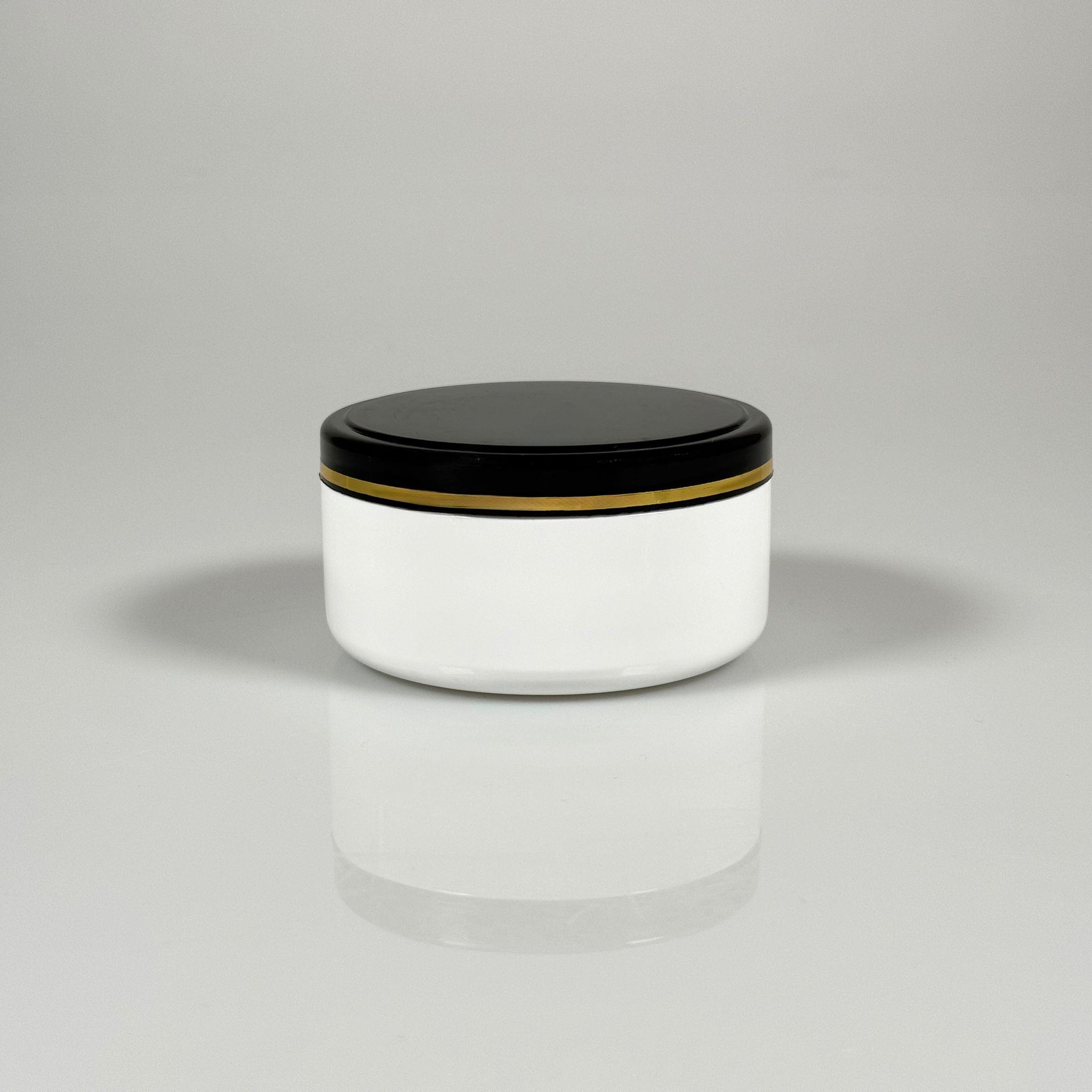 150 CC PİTY KREM KAVANOZU - KAPAKLI - BEYAZ - GOLD YALDIZLI SİYAH KAPAKLI KREM KUTUSU - KOZMETİK AMBALAJ