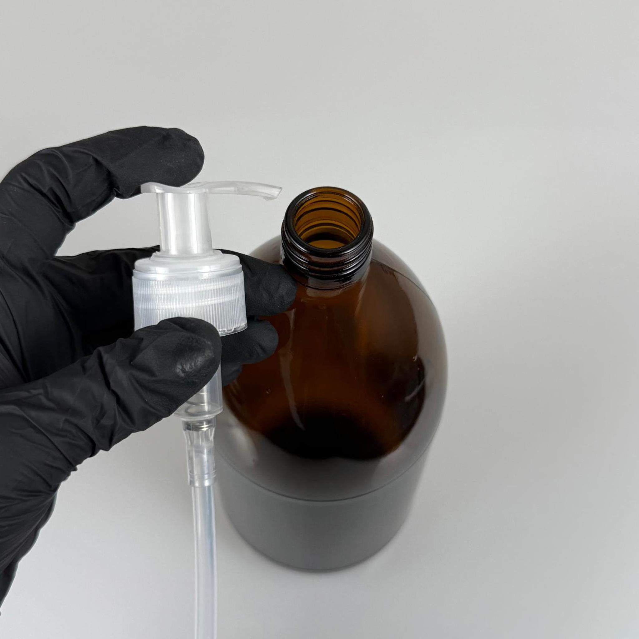 1000 CC AMBER TOMBUL ÖZEL SERİ CAM ŞİŞE - ŞEFFAF POMPALI - 1000 ML CAM ECZA ŞİŞESİ - KAHVERENGİ