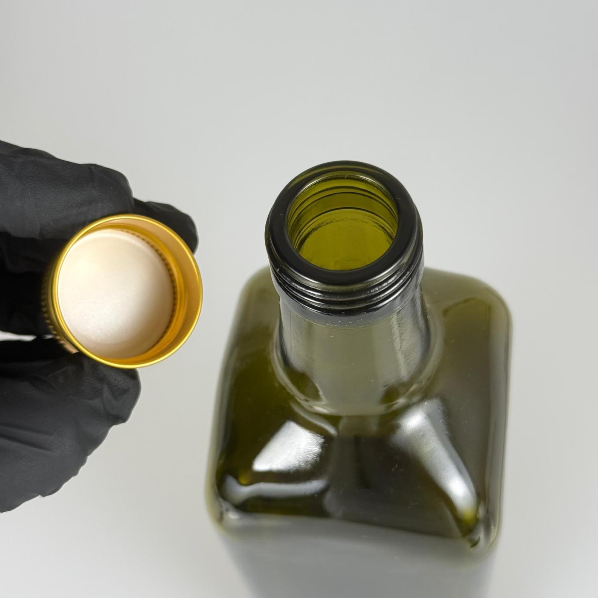 1000 CC YEŞİL MARASKA CAM ŞİŞE - GOLD METAL ALÜMİNYUM KAPAKLI - 1000 ML KÖŞELİ YAĞ ŞİŞESİ - SİRKE ŞİŞESİ