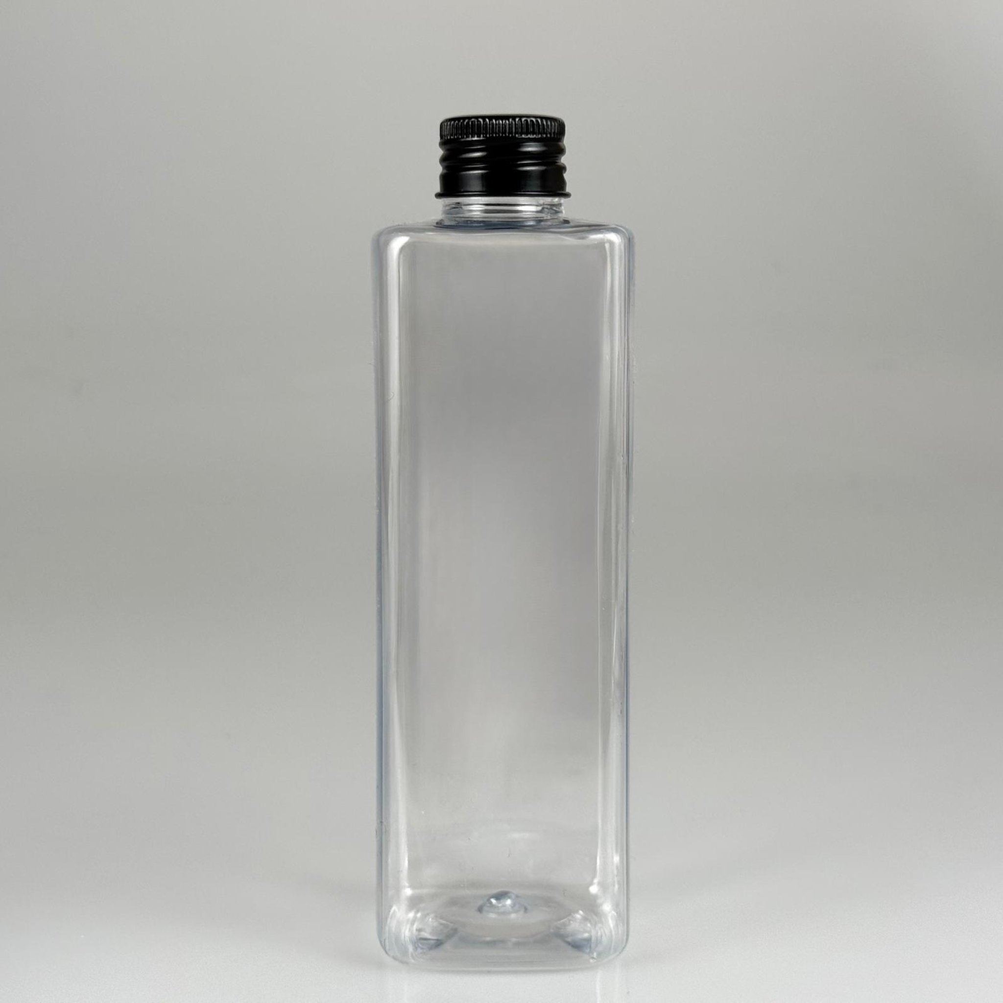 300 CC KARE PET ŞİŞE (31 GR - 24 AĞIZ) + KÖPÜK CONTALI SİYAH METAL ALÜMİNYUM KAPAK TAKIM - 300 ML KAPAKLI PLASTİK ŞİŞELER