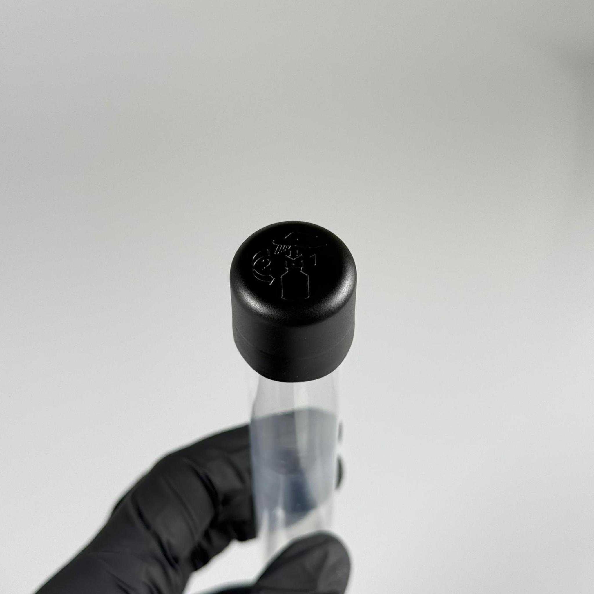 16 CM TÜP - 45 CC UZUN İNCE PET ŞİŞE - SİYAH ÇOCUK KİLİTLİ ETEKLİ KAPAKLI TAKIM - UZUN PLASTİK ŞİŞE