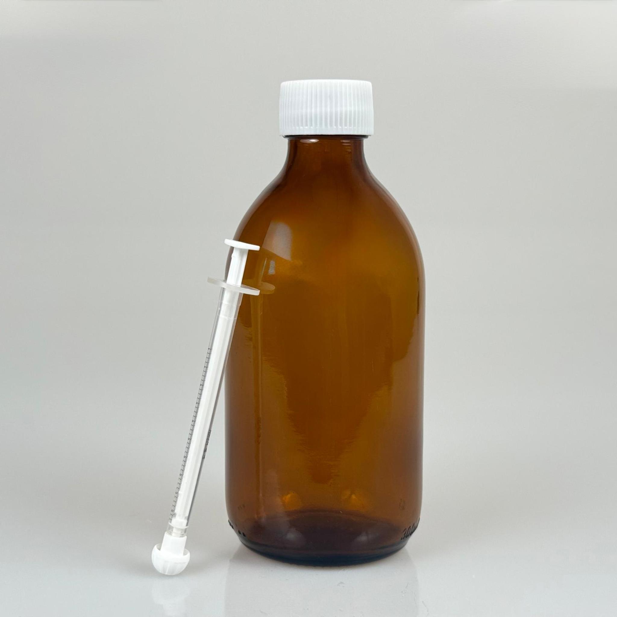 300 ML CAM ECZA ŞİŞESİ + 1 ML DOZAJ PİPETİ + DOZAJ TIPASI + CONTALI PLASTİK KAPAK TAKIM