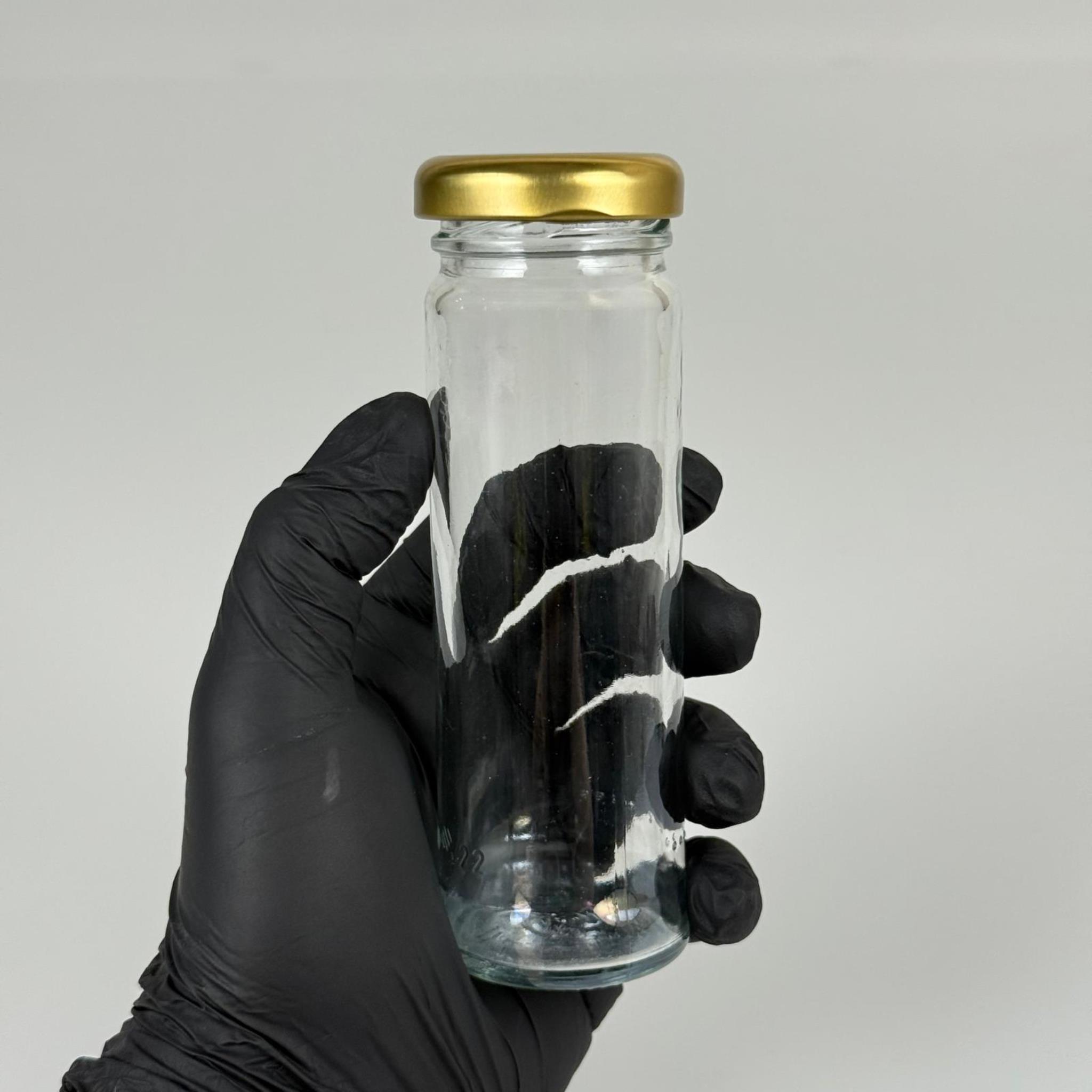 105 CC UZUN CAM KAVANOZ - GOLD METAL KAPAKLI - 105 ML UZUN KAVANOZ (ŞİŞECAM KODU: 140111)