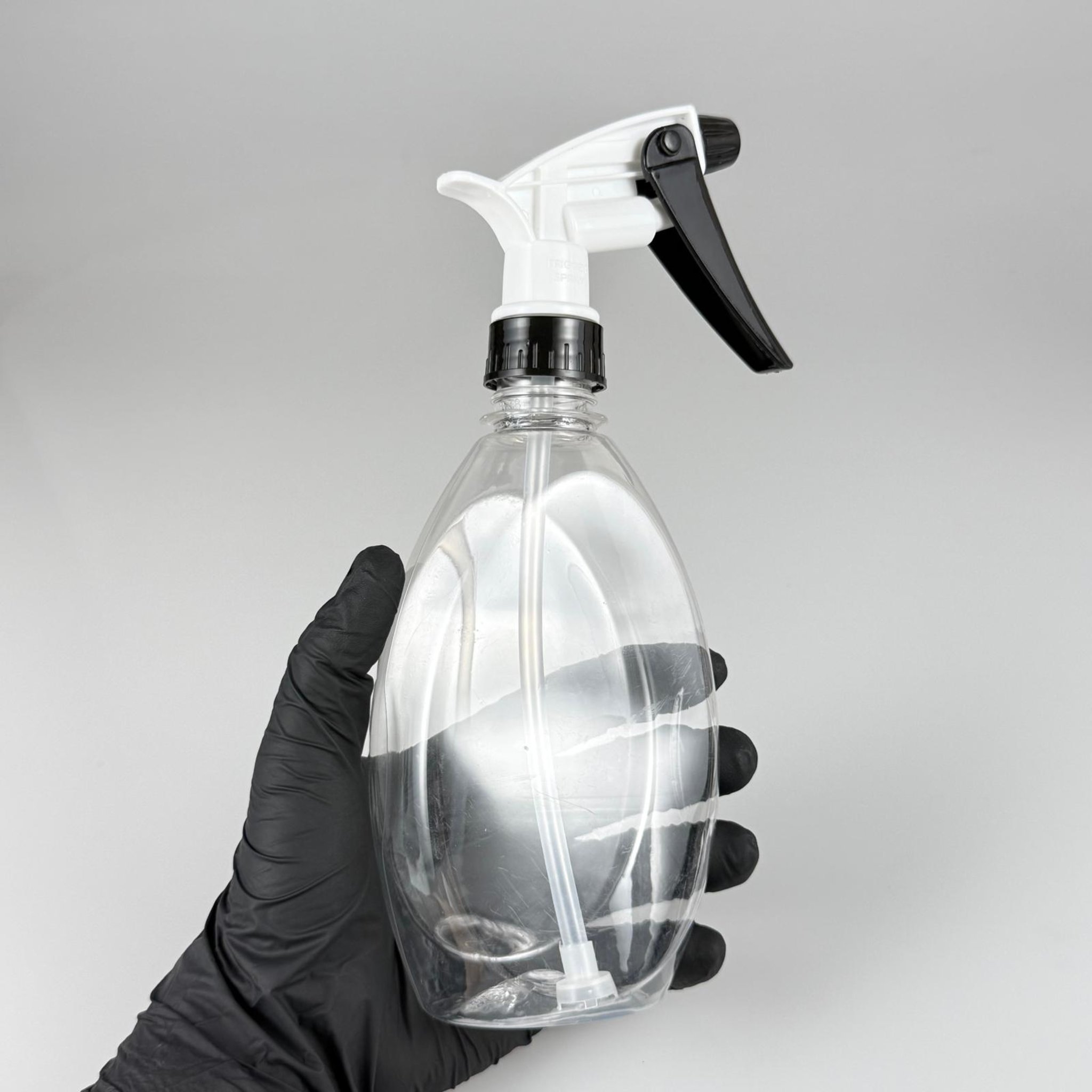 400 CC YASSI PET OTO BAKIM ŞİŞESİ - BÜYÜK SİYAH BEYAZ DOZAJLI KİMYASALA DAYANIKLI TRİGER TETİK SPREYLİ - 400 ML KİMYASALA DAYANIKLI PLASTİK ŞİŞE - 0,4 LT PET ŞİŞE - ŞEFFAF OTO TEMİZLİK ŞİŞESİ