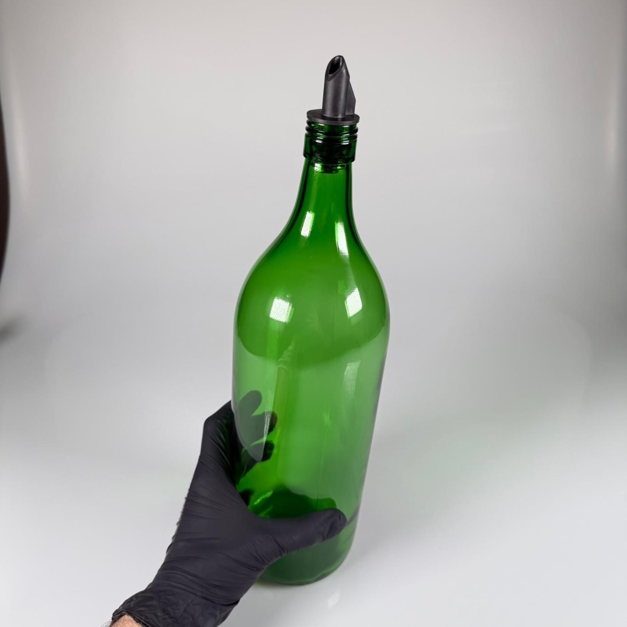 2000 CC YEŞİL CAM ŞİŞE - SİLİKON YAĞDANLIK TIPALI AKITICILI - 2 LİTRE YEŞİL CAM ŞİŞE - 2 LİTRE YAĞLIK SİRKELİK ŞİŞESİ