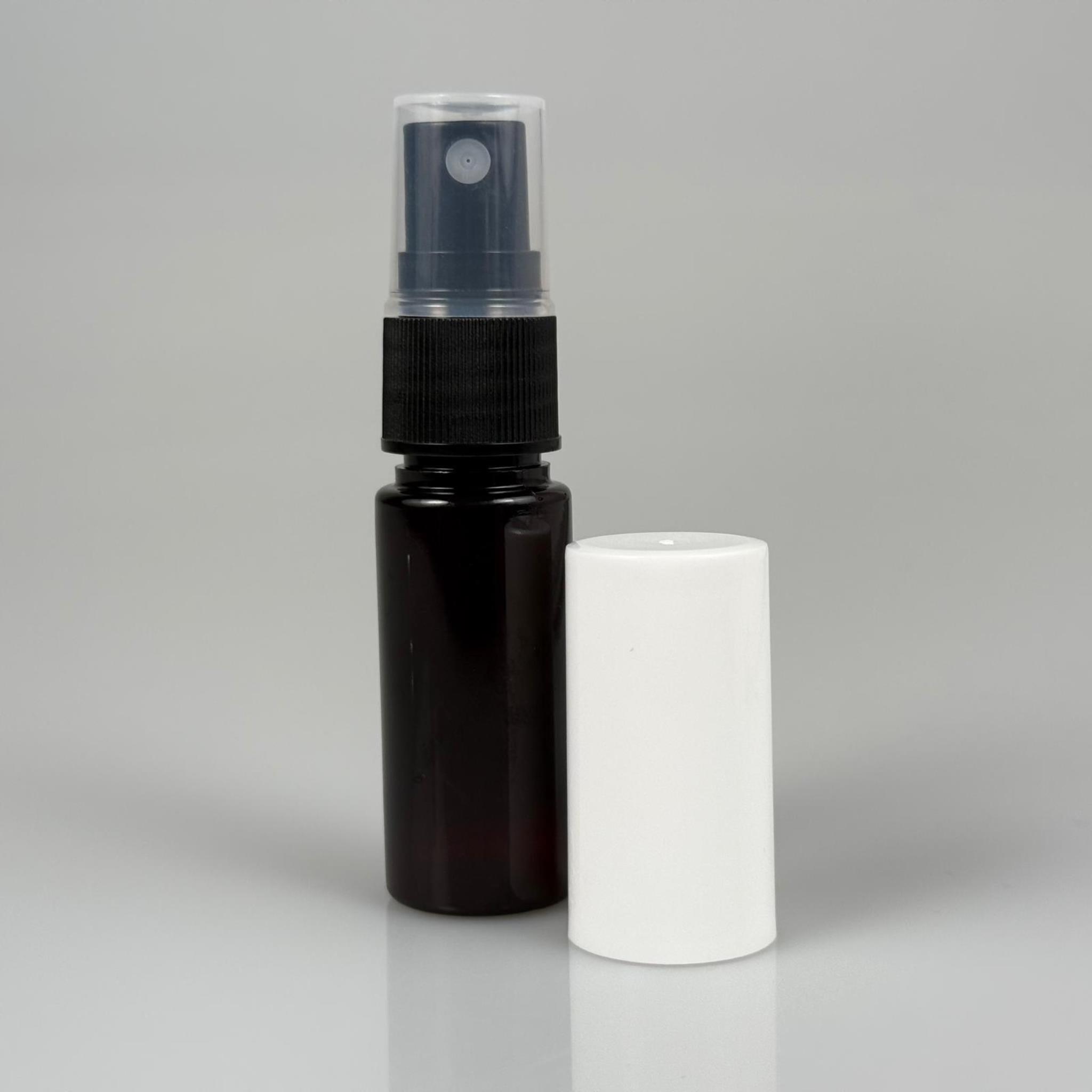 15 CC AMBER PARFÜM ŞİŞESİ PLASTİK - SİYAH SPREY + BEYAZ KAPAK - 15 ML PARFÜM ŞİŞESİ PET