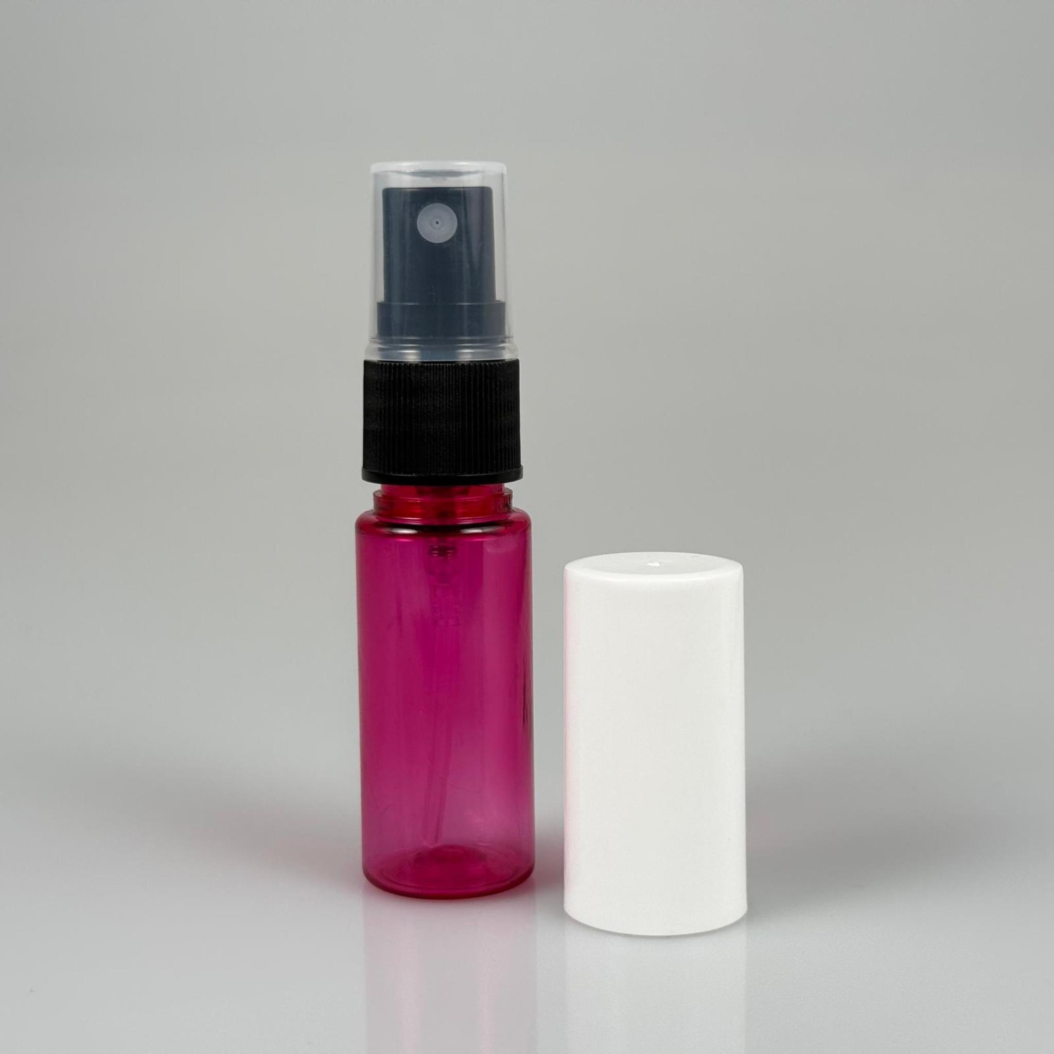15 CC PEMBE PARFÜM ŞİŞESİ PLASTİK - SİYAH SPREY + BEYAZ KAPAK - 15 ML PARFÜM ŞİŞESİ PET