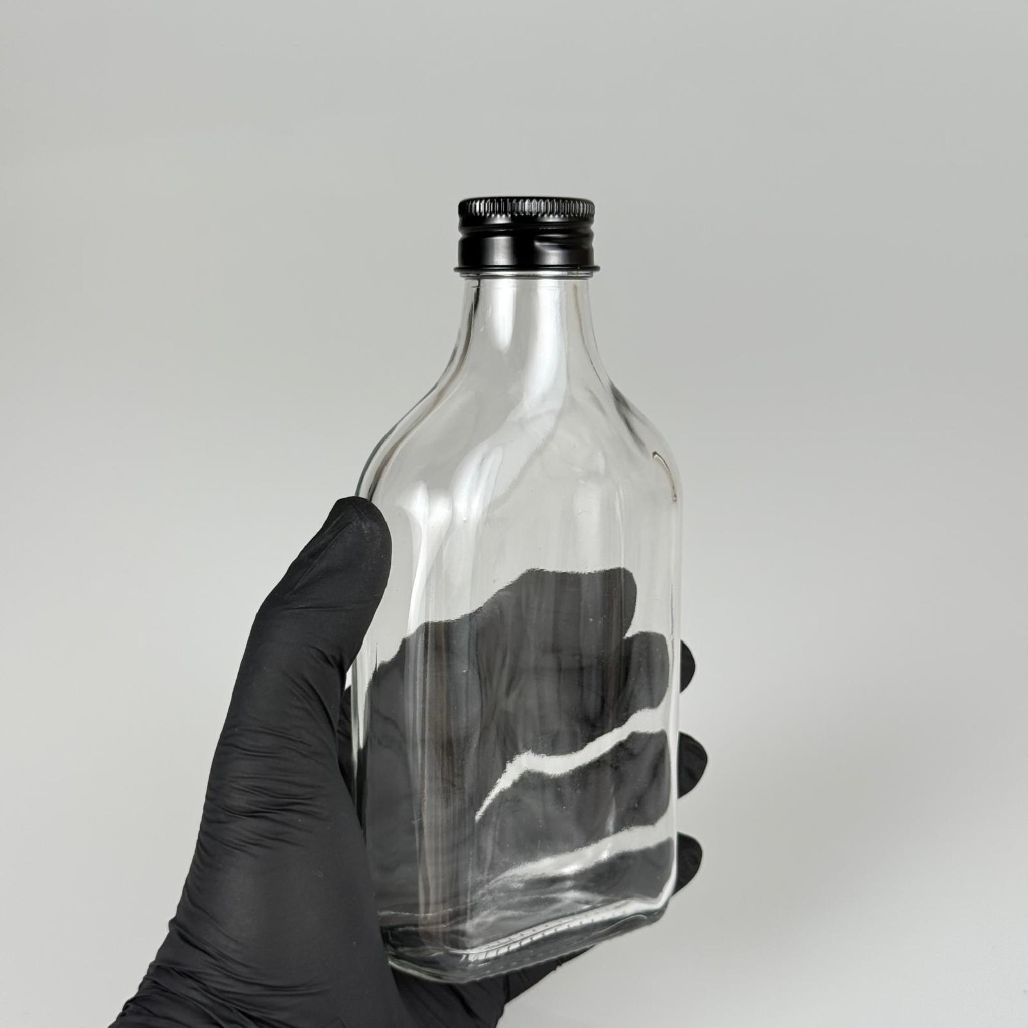 200 CC YASSI CAM ŞİŞE - SİYAH METAL ALÜMİNYUM KAPAKLI - 200 ML CAM ŞİŞE - SOĞUK KAHVE İÇİN COLD BREW ŞİŞESİ