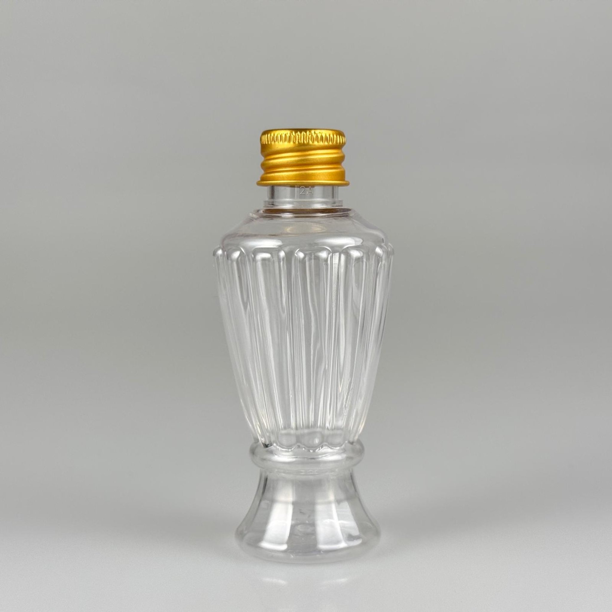 50 CC MİNİ VAZO HÜRREM PET ŞİŞE + KÖPÜK CONTALI GOLD ALÜMİNYUM METAL KAPAKLI TAKIM - 50 ML PLASTİK CAMPET ŞİŞE