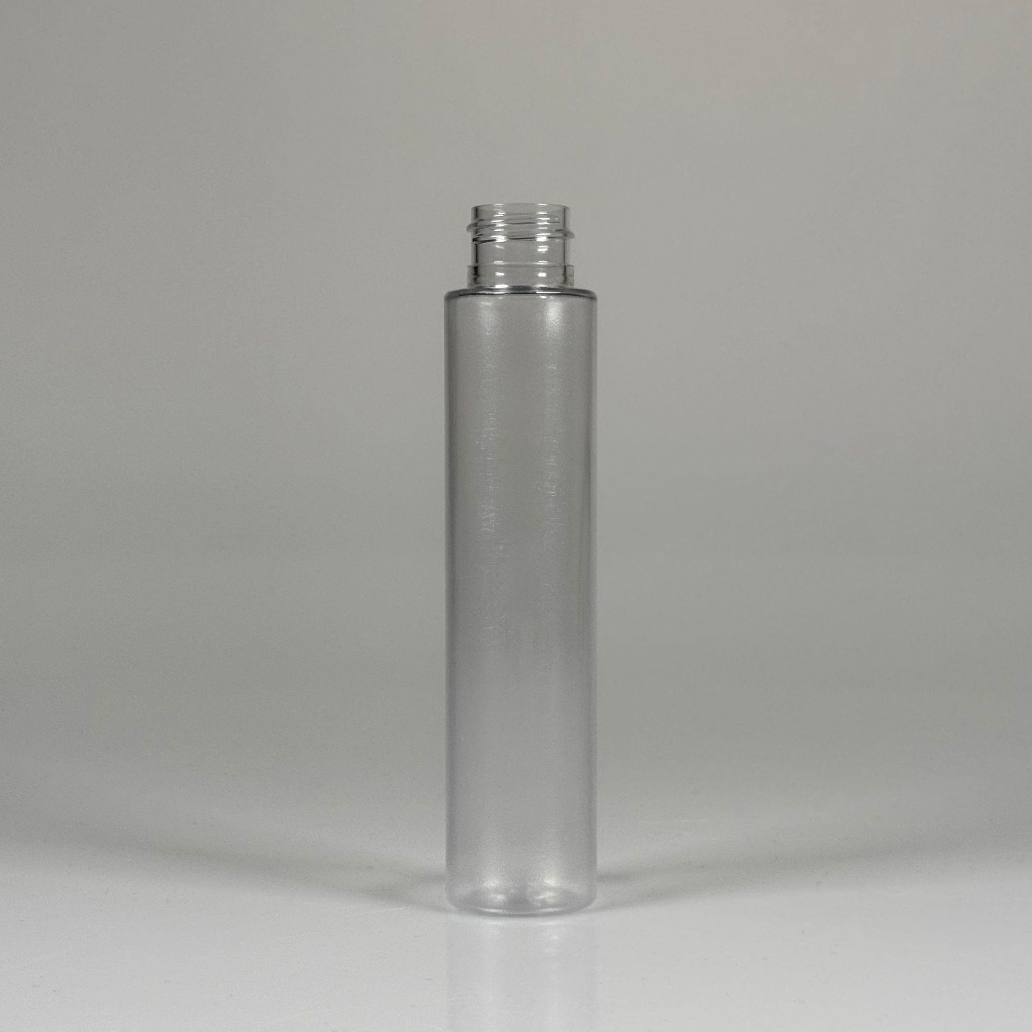 100 CC UZUN SİLİNDİR BUĞULU PET ŞİŞE (24 GR) - 24 MM AĞIZ KAPAKSIZ - 100 ML BİBERİYE SUYU, LAVANTA YAĞI, SAÇ SERUM, TONİK VB İÇİN PLASTİK KOZMETİK AMBALAJLARI