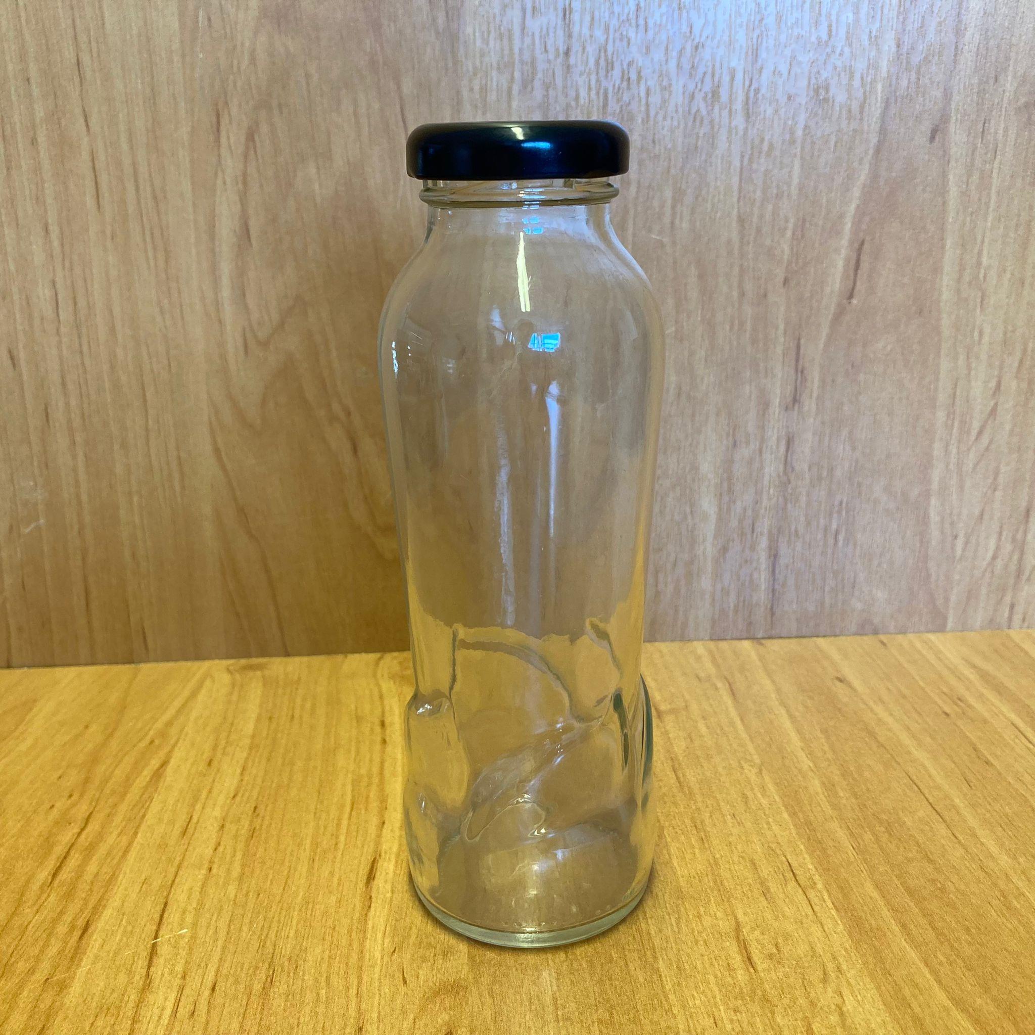 250 CC PAŞABAHÇE CAM MEYVE SUYU ŞİŞESİ - SİYAH METAL KAPAKLI - 250 ML CAM ŞİŞE - KONSERVEYE UYGUN