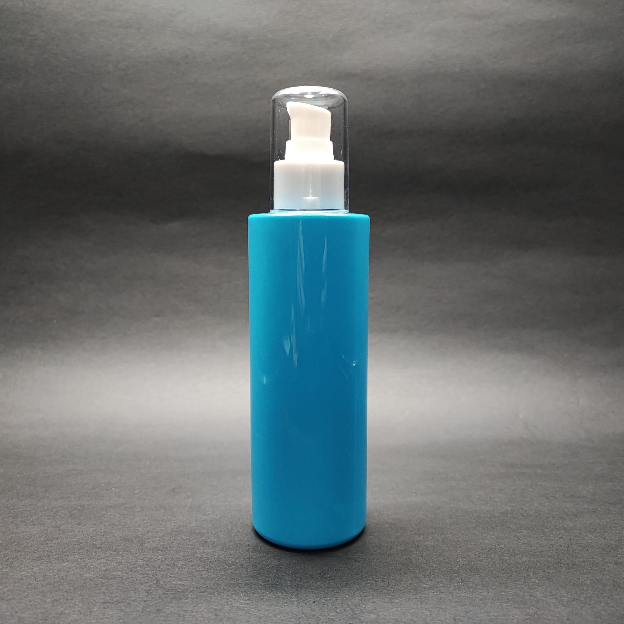 200 CC KÜT BOYUNLU UZUN SİLİNDİR PET ŞİŞE (24 GR) - BEYAZ LOSYON POMPALI - 200 ML PLASTİK ŞİŞE - MAVİ