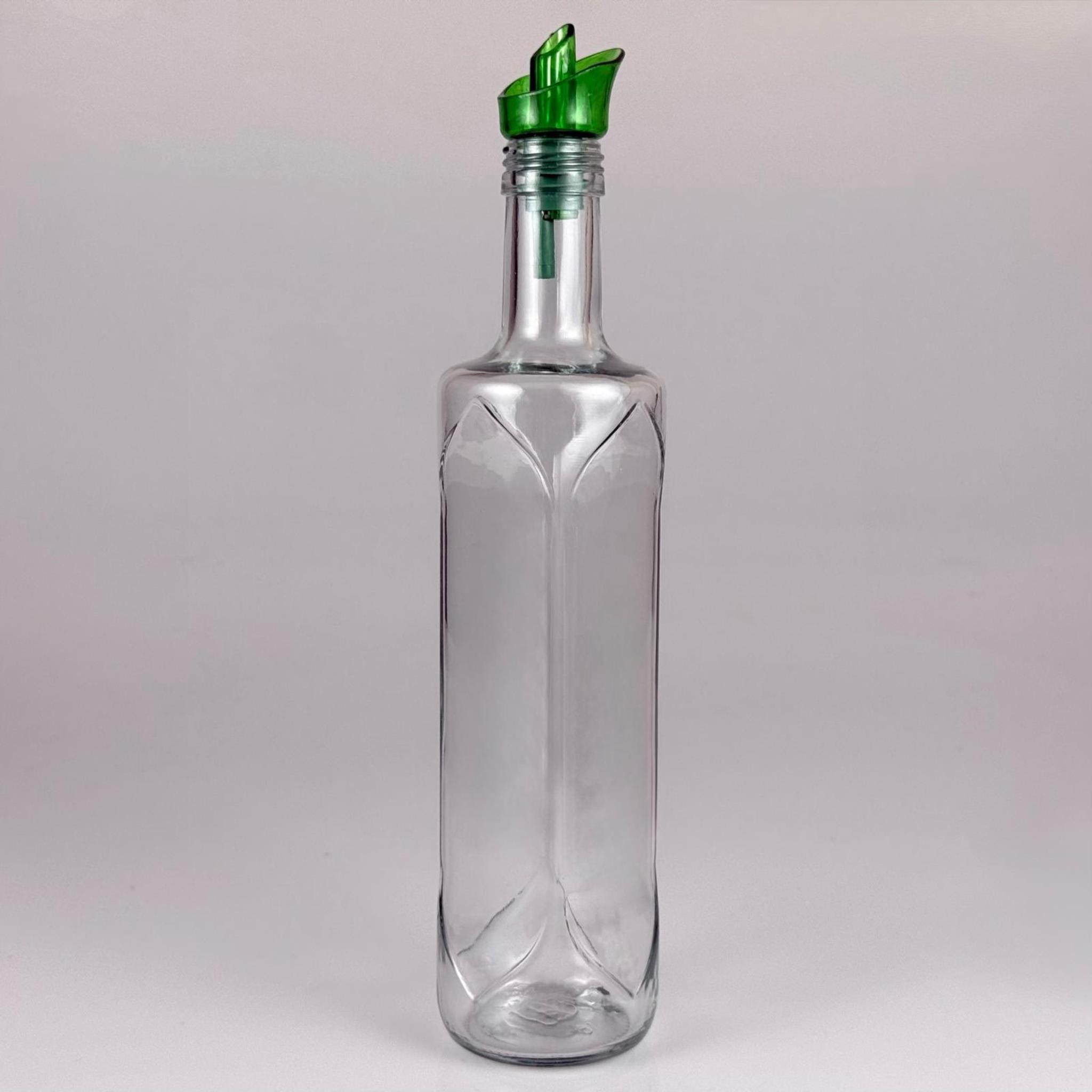 Akıtmaz Kapaklı Şık Cam Yağlık – Zeytinyağı ve Sirke İçin - Restoran Tipi 500 ML Şeffaf Yağdanlık Açık Yeşil Akıtıcı Başlıklı