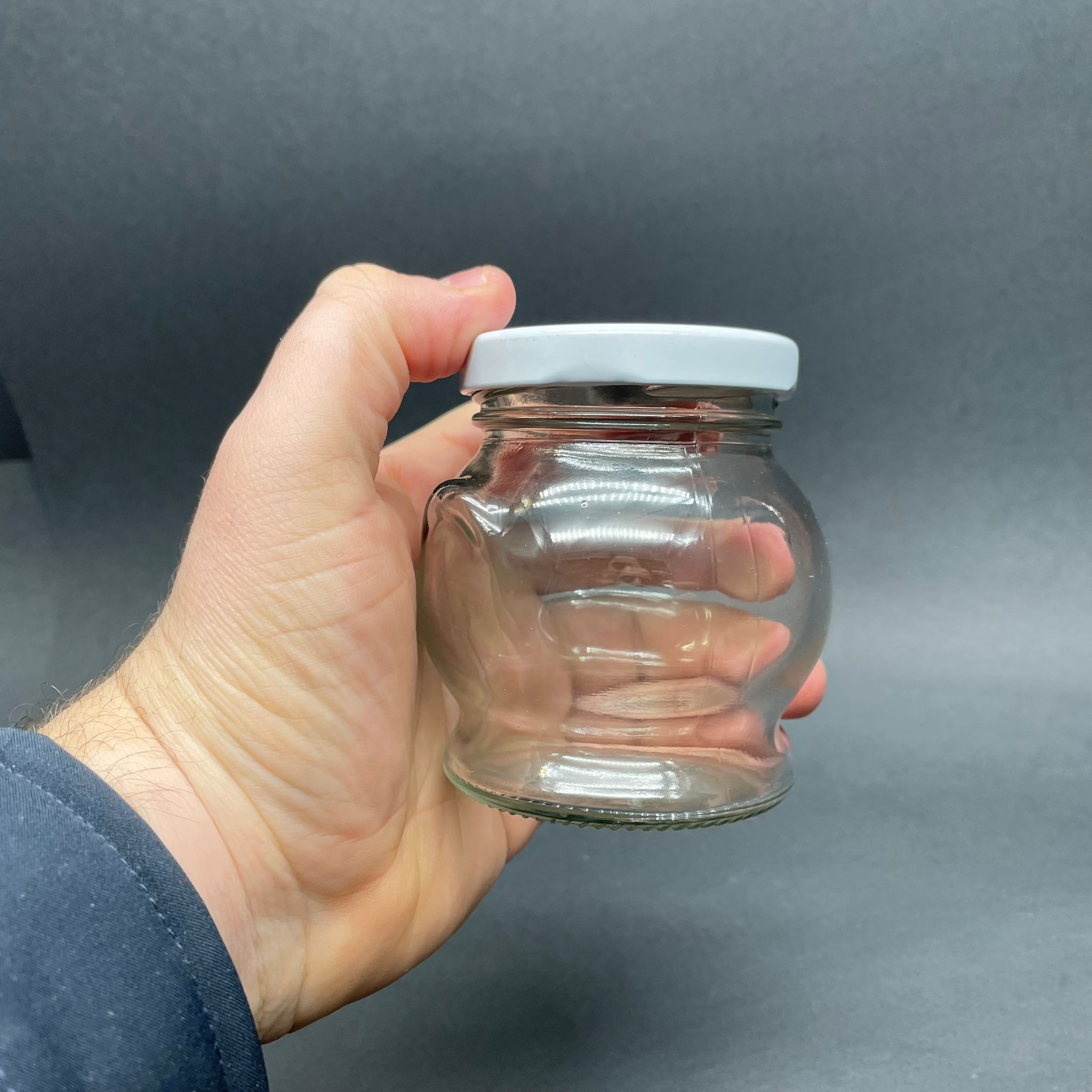 200 CC KULPLU TOMBUL CAM KAVANOZ- BEYAZ METAL KAPAKLI - 200 ML KÜRE KAVANOZ