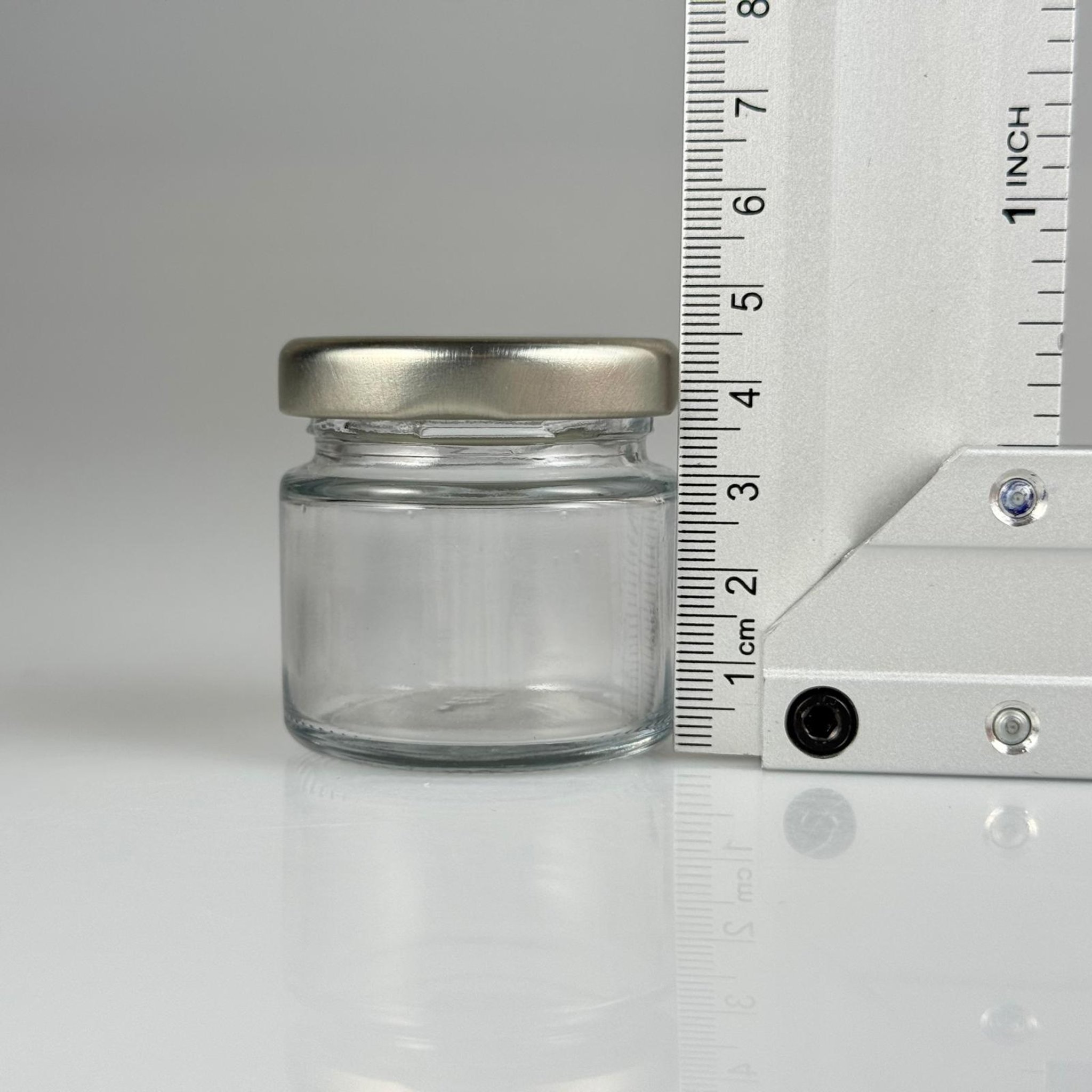 41 CC KÜT BOYUNLU CAM KAVANOZ - GÜMÜŞ METAL KAPAKLI - 41 ML CAM KAVANOZ