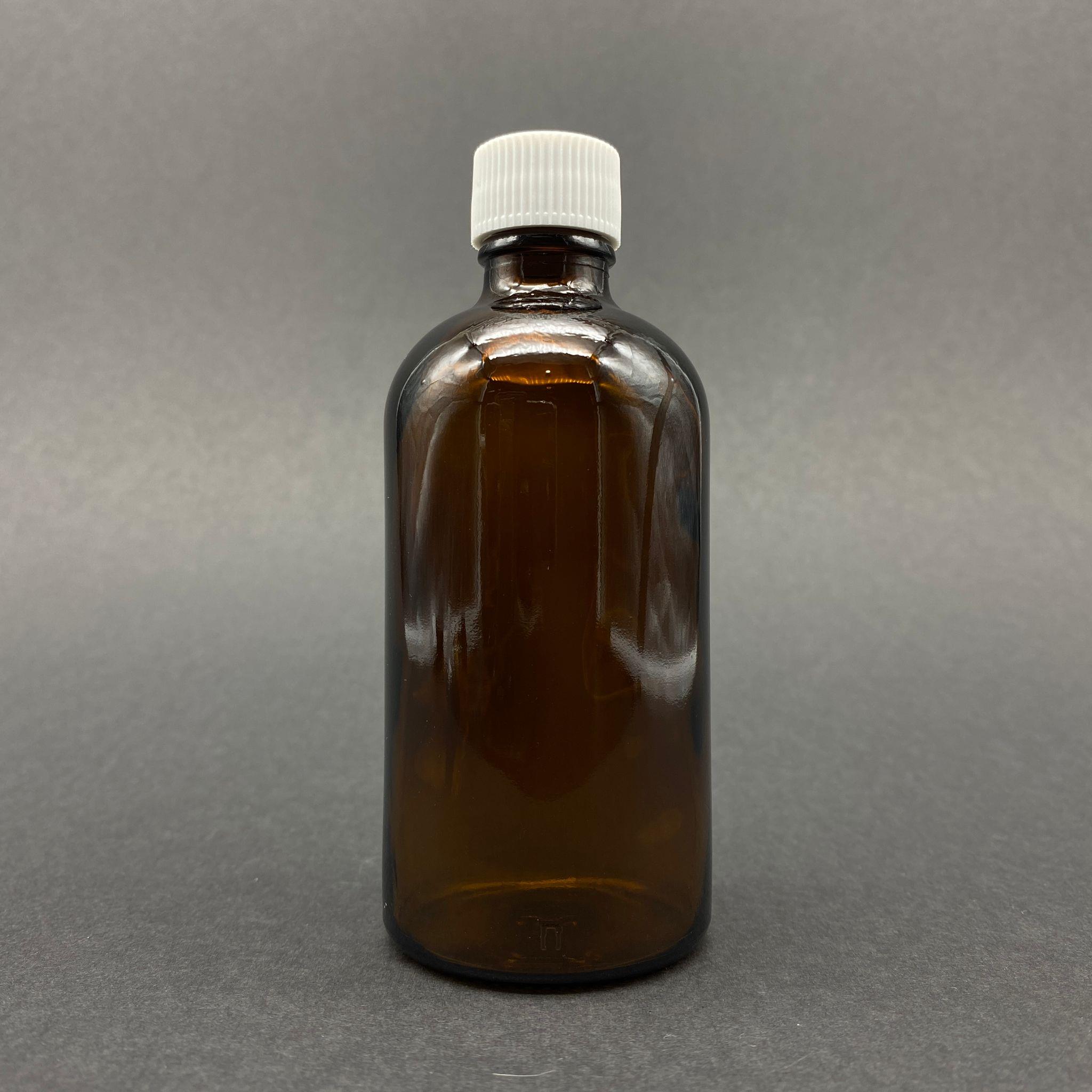 100 CC AMBER CAM ŞİŞE - BEYAZ KAPAKLI - 100 ML STANDART CAM ŞİŞE