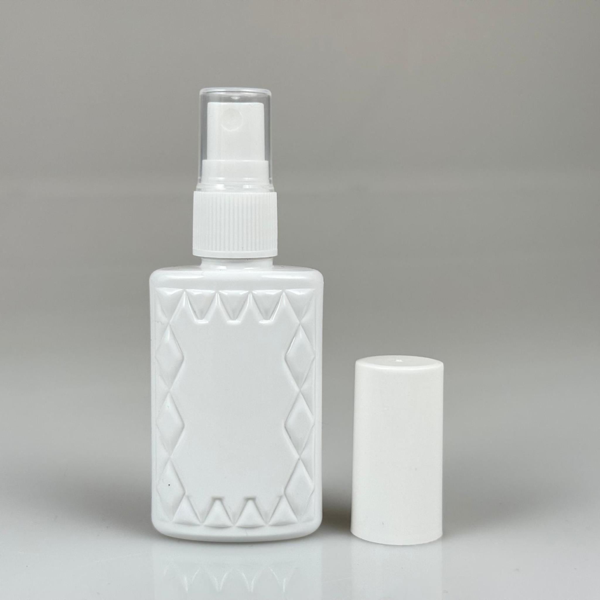 50 CC BEYAZ PET KÖŞELİ PARFÜM ŞİŞESİ  - BEYAZ SPREYLİ - BEYAZ KORUMA KAPAKLI - 50 ML PLASTİK PARFÜM - KOLONYA ŞİŞESİ