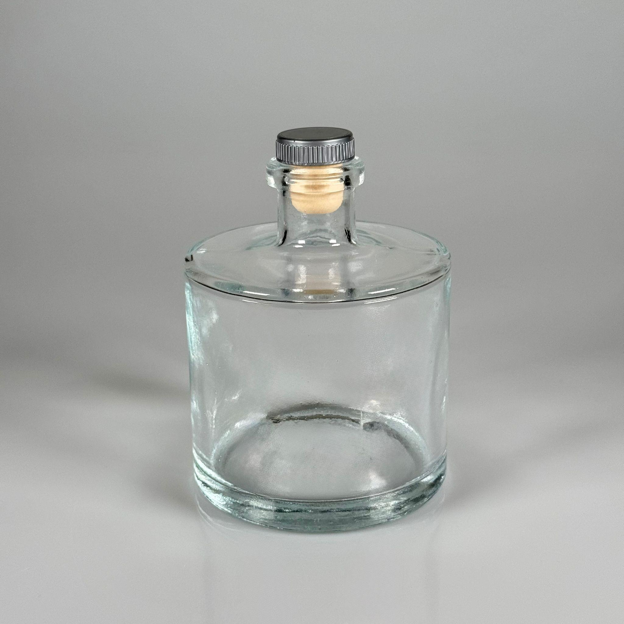 500 CC LÜX ŞİŞE - SİLİNDİR - 500 ML BÜYÜK BOY DİFFUSER ŞİŞE GRİ MANTAR TIPALI