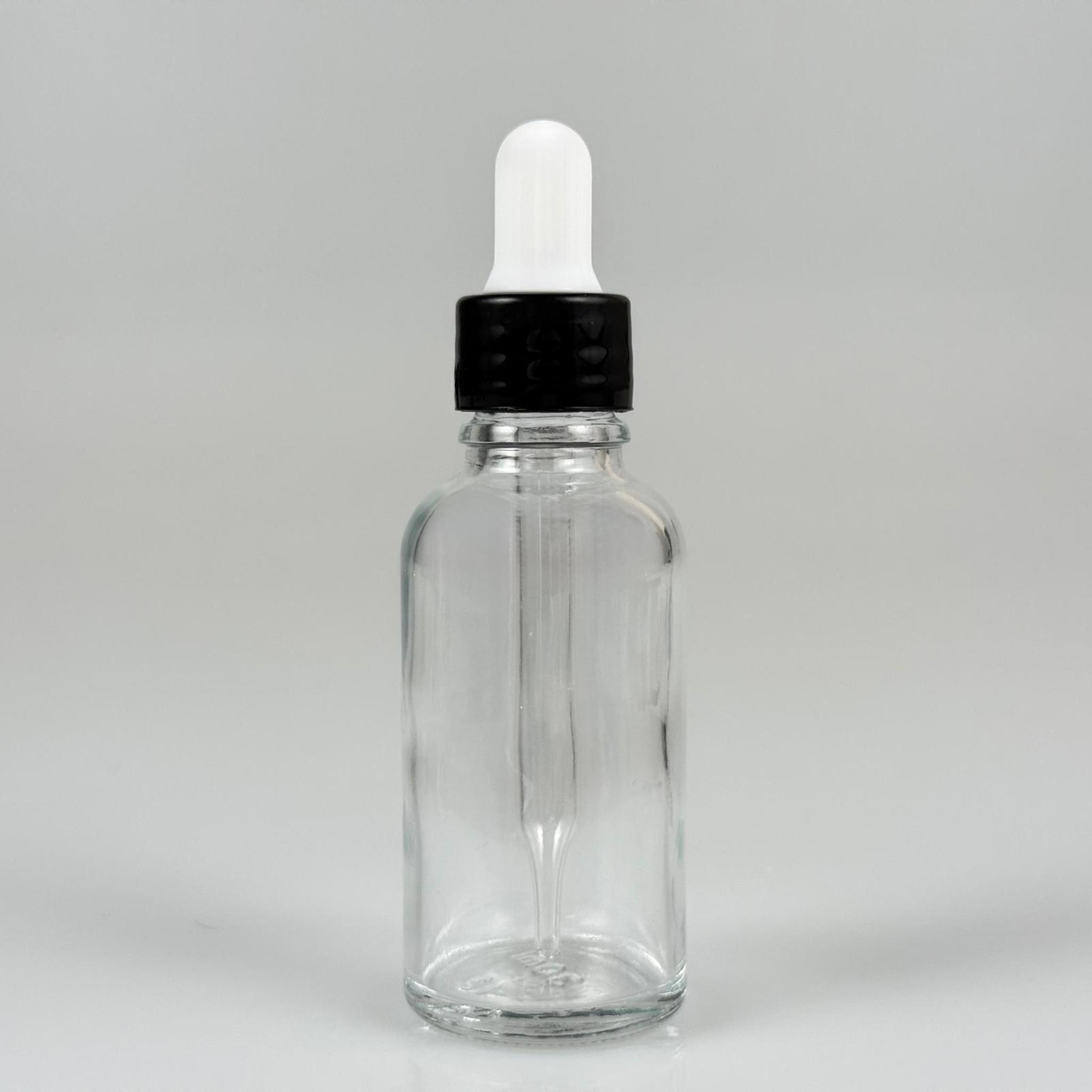 30 CC ŞEFFAF İNCE UÇLU CAM DAMLALIKLI ŞİŞE - BEYAZ EMZİK + SİYAH DÜZ KAPAK + CAM PİPET TAKIM - 30 ML ŞEFFAF DAMLALIKLI ŞİŞE SETİ