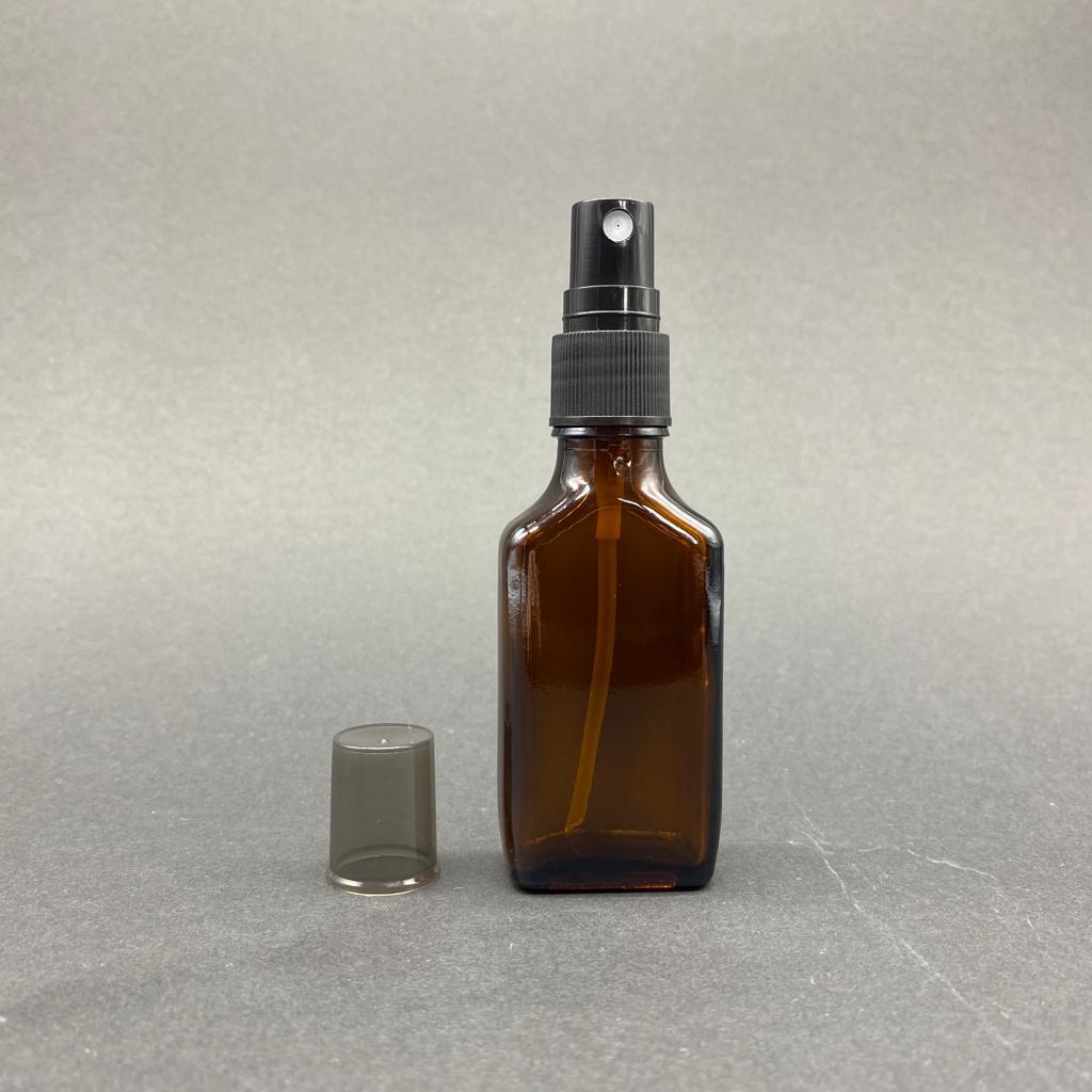 30 CC AMBER YASSI CAM ŞİŞE SİYAH SPREYLİ TAKIM - 30 ML SPREYLİ CAM ŞİŞE