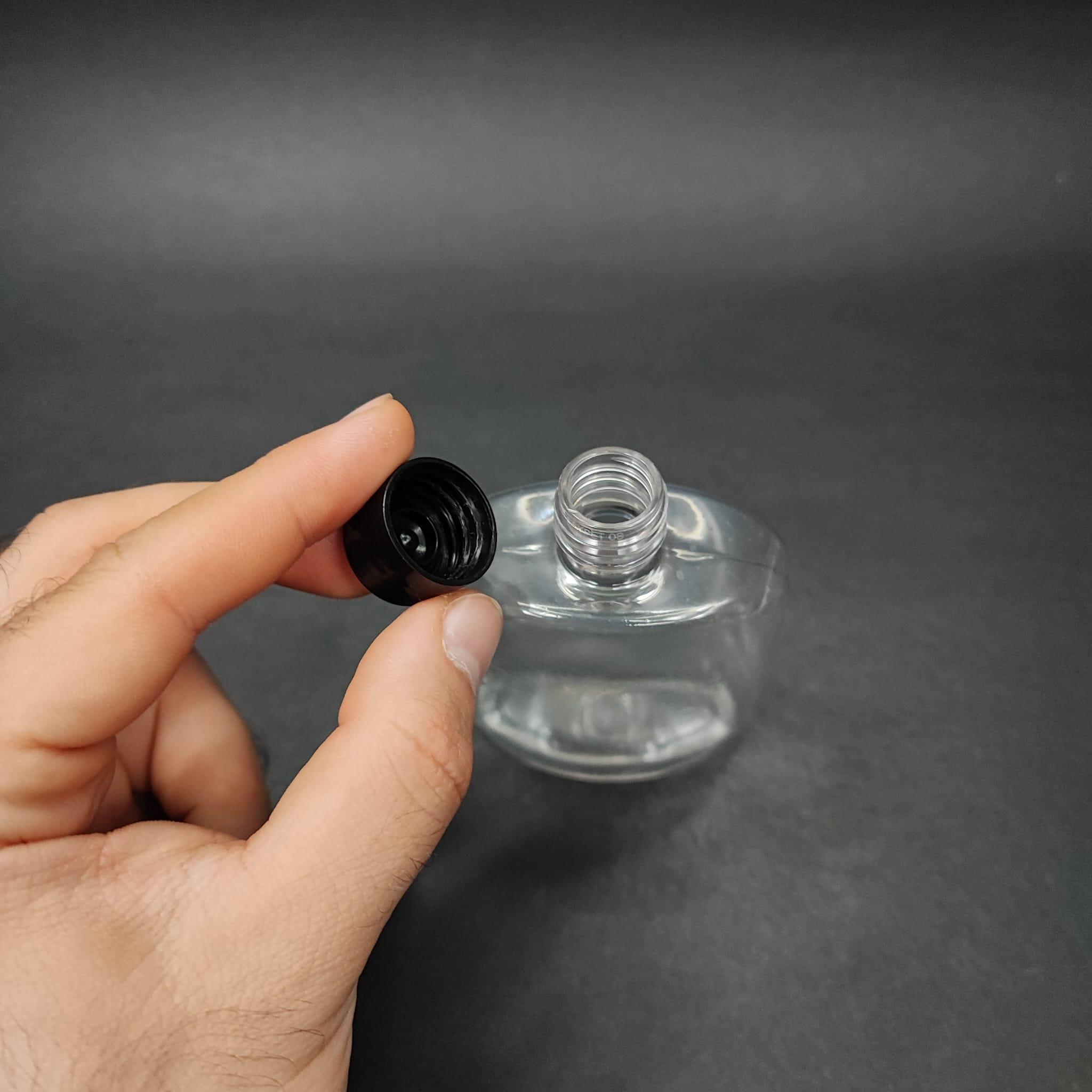 100 CC YASSI PLASTİK ŞİŞE + KENDİNDEN CONTALI SIZDIRMAZ SİYAH KAPAK - 100 ML KAPAKLI PET ŞİŞE