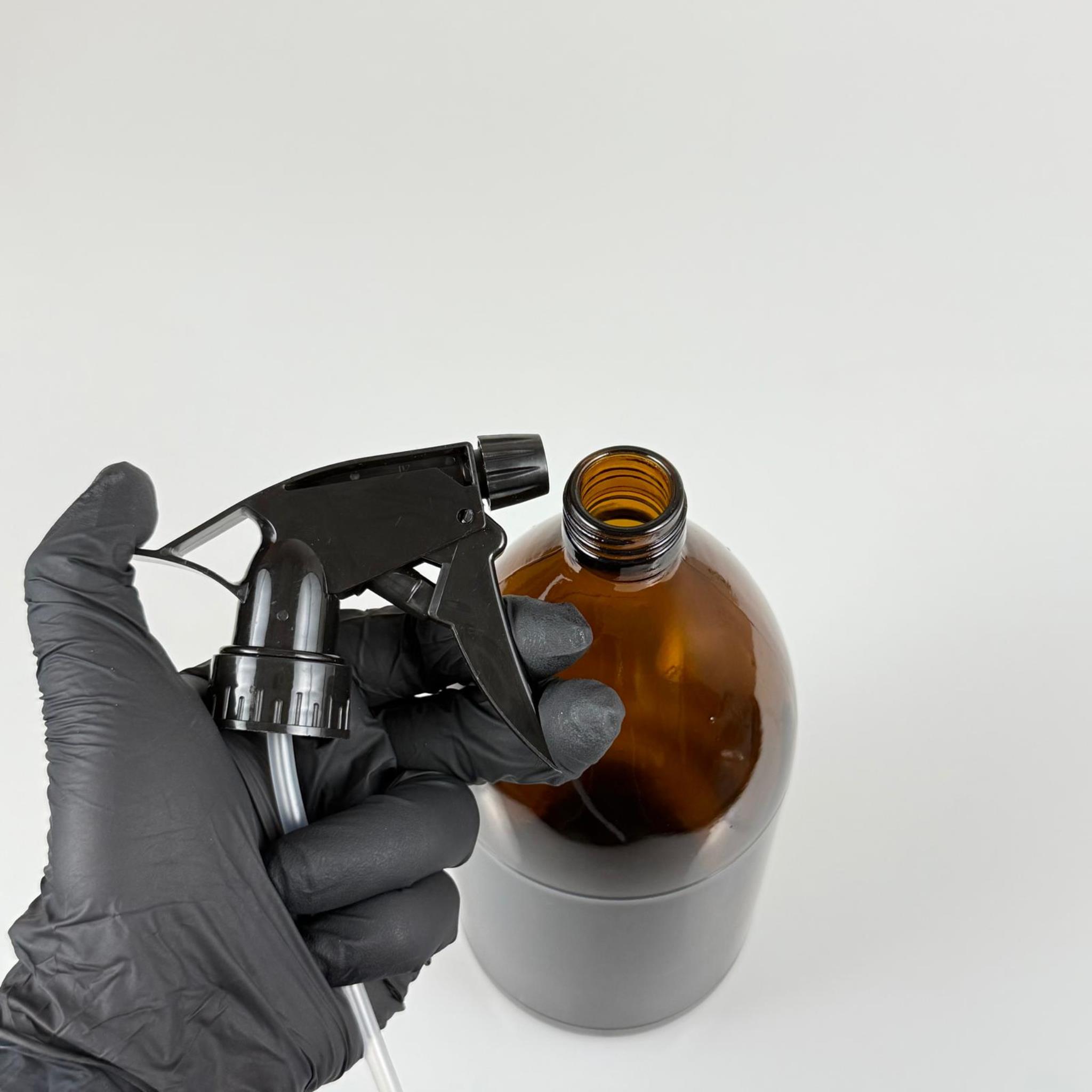 1000 CC AMBER TOMBUL ÖZEL SERİ CAM ŞİŞE - SİYAH KİMYASALA DAYANIKLI DOZAJ SPREYLİ - 1000 ML CAM ECZA ŞİŞESİ - KAHVERENGİ