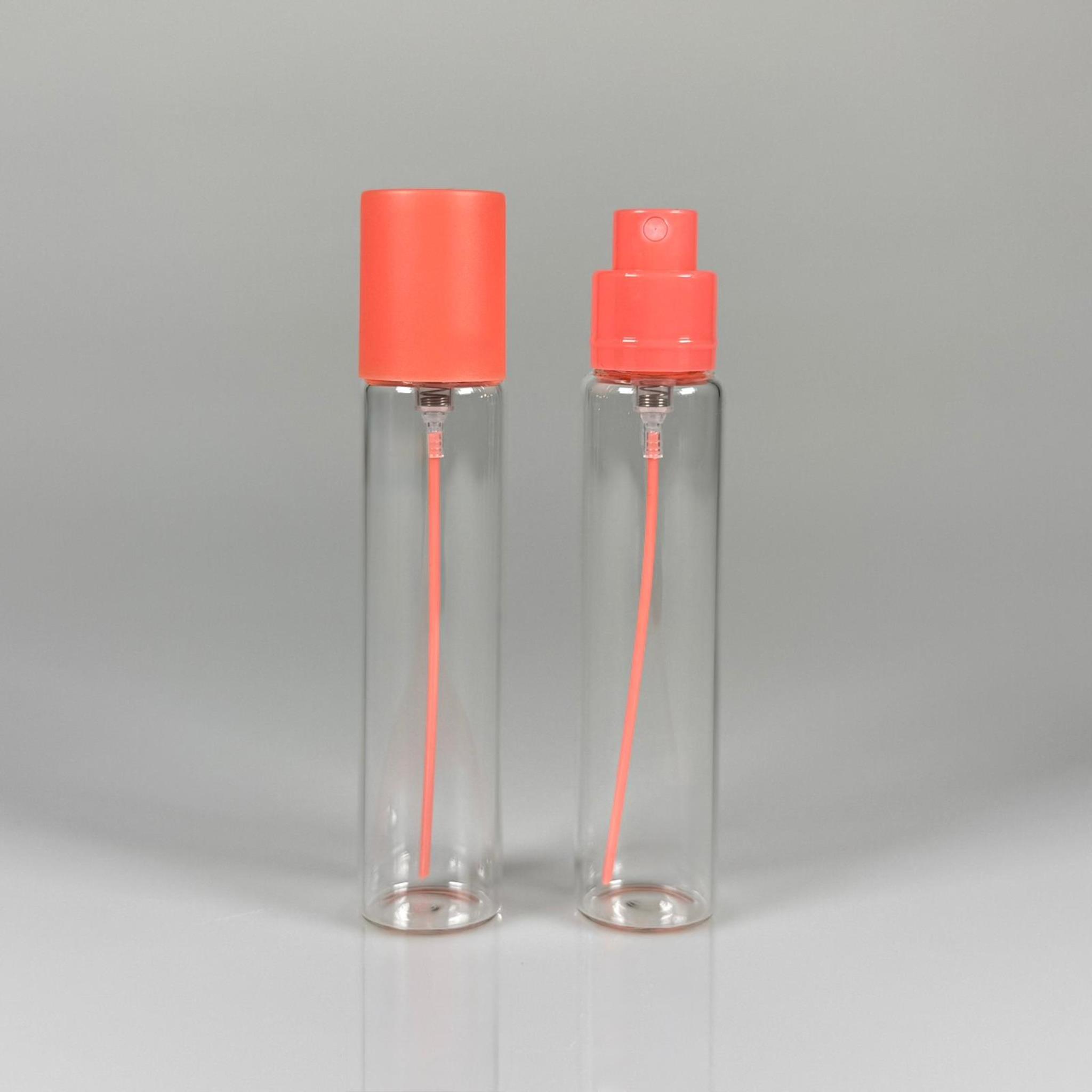 PARFÜM ŞİŞESİ 25 ML - 25 CC PARFÜM AMBALAJI VALFLİ (GEÇME AĞIZ) CAM KALEM PARFÜM İÇİN ŞİŞELERİ - TURUNCU SPREY + KAPAKLI SET TAKIM