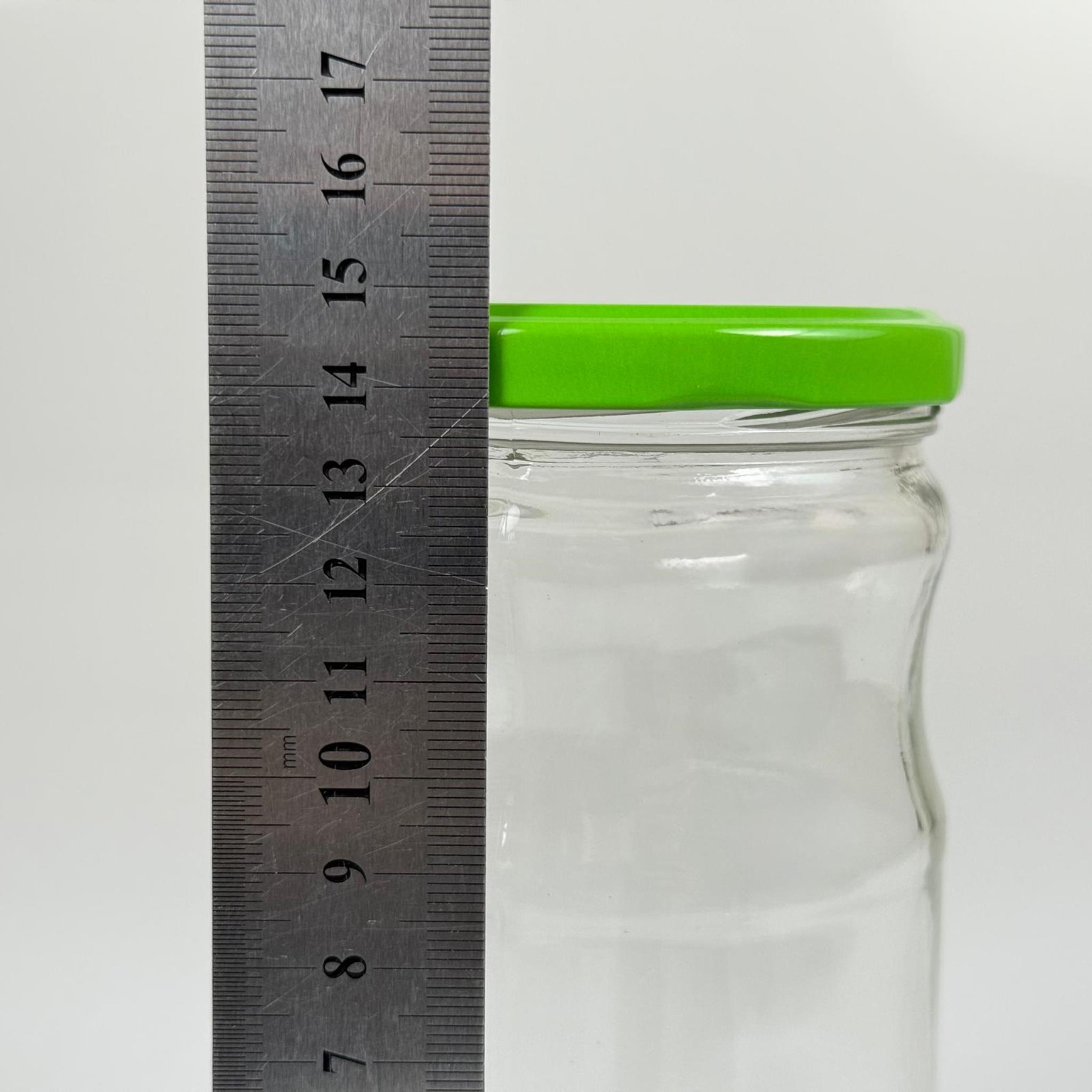 660 CC BOĞUMLU CAM KAVANOZ - AÇIK YEŞİL METAL KAPAKLI - 660 ML CAM KAVANOZ - KONSERVE KAVANOZU