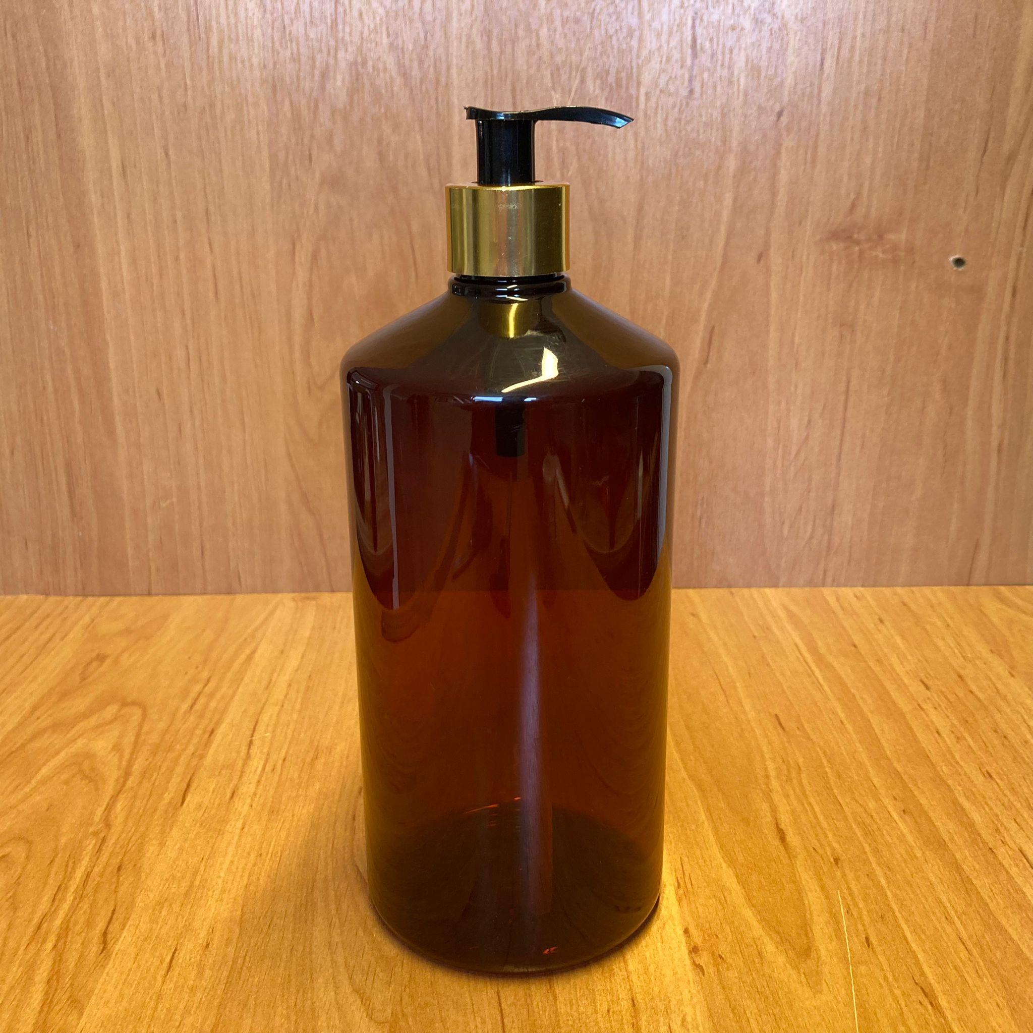 1000 CC AMBER PLASTİK ŞİŞE - GOLD POMPALI - 1 LİTRE KAHVERENGİ BOŞ PLASTİK ŞİŞE - KALIN (45 GR)