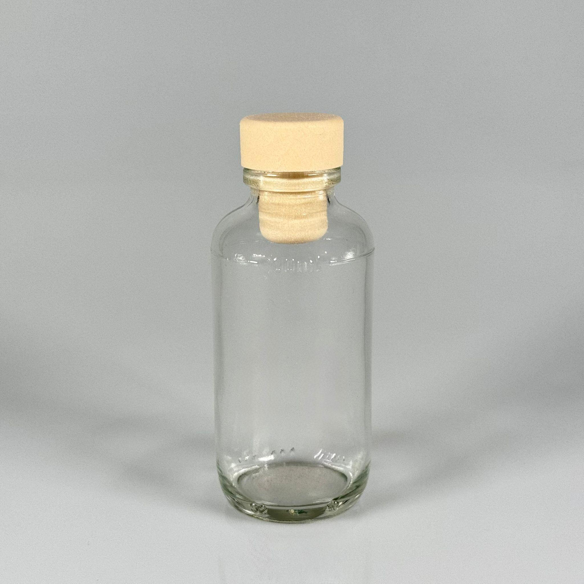 100 CC CAM ŞİŞE + AHŞAP GÖRÜNÜMLÜ SENTETİK MANTAR TIPA - 100 ML TIPALI CAM ŞİŞE