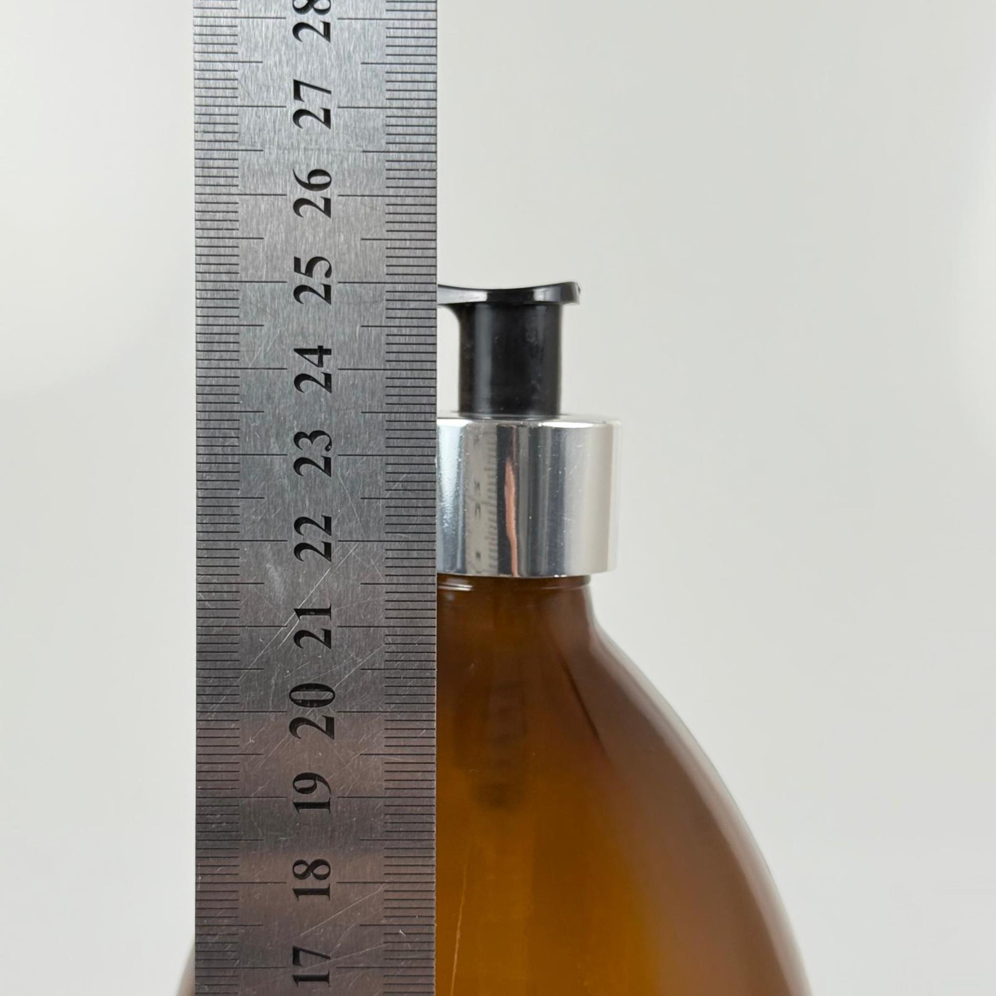 1000 CC AMBER TOMBUL ÖZEL SERİ CAM ŞİŞE - GÜMÜŞ METAL KAPLAMALI POMPALI - 1000 ML CAM ECZA ŞİŞESİ - KAHVERENGİ