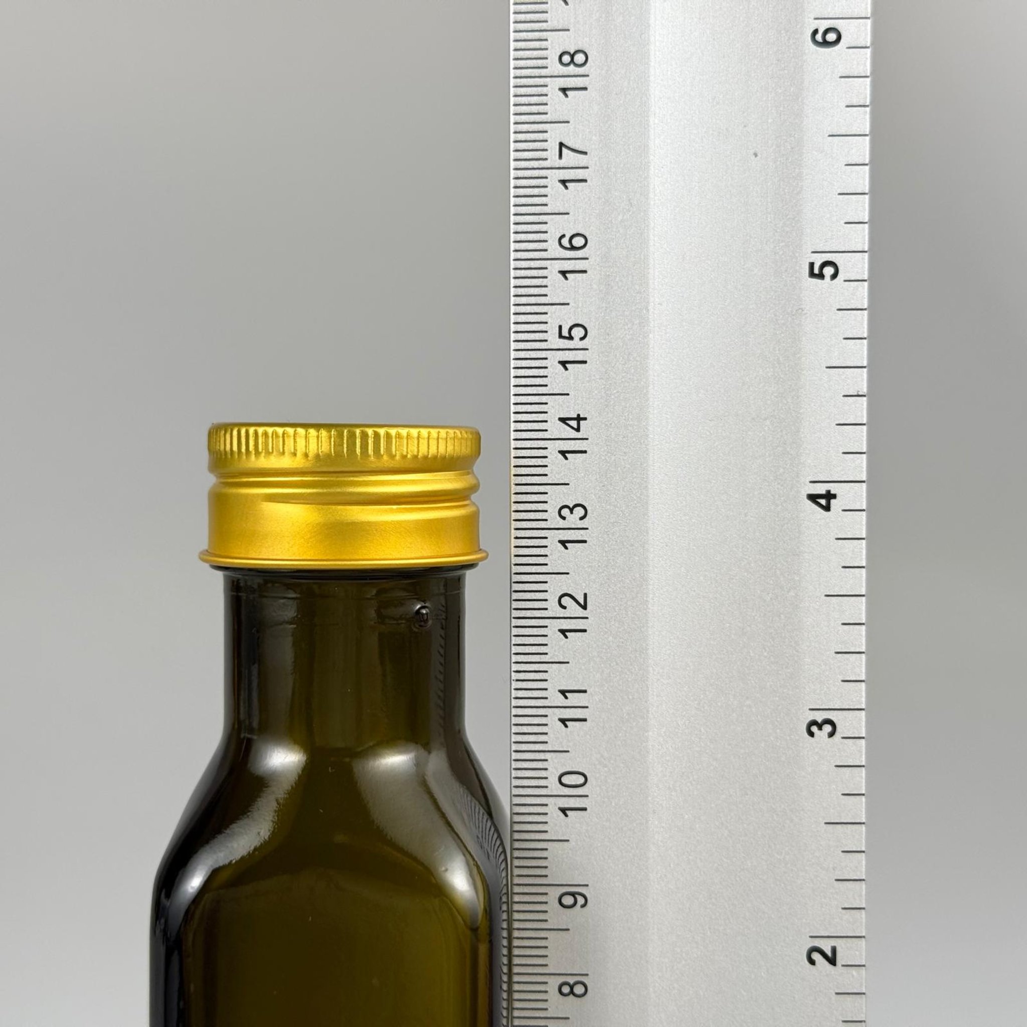 100 CC MARASKA CAM ŞİŞE KOYU YEŞİL (31 MM AĞIZ) - CONTALI GOLD ALÜMİNYUM METAL KAPAKLI - 100 ML KÖŞELİ KARE MARASCA YAĞ VE SOS ŞİŞELERİ