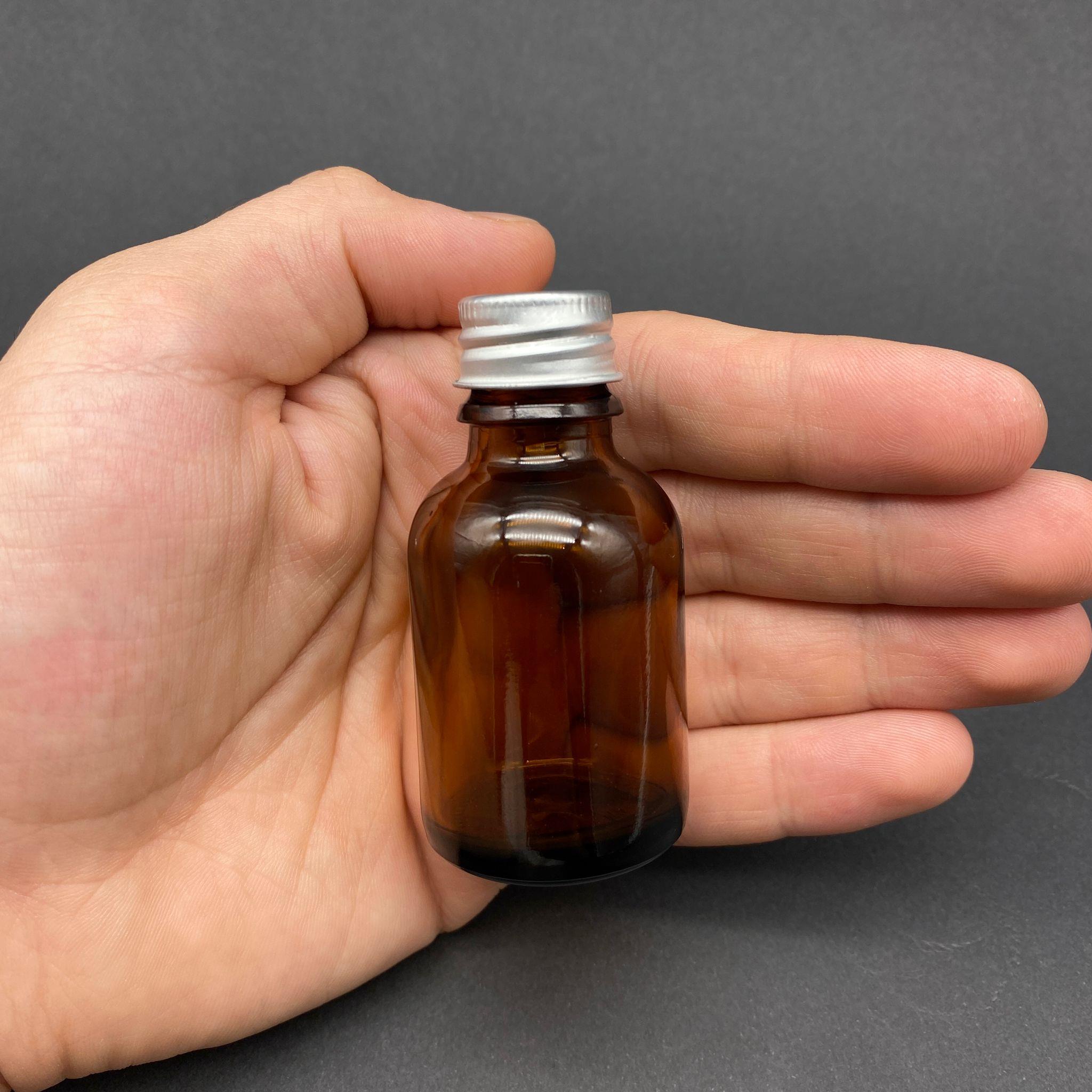 25 CC KAHVERENGİ CAM ŞİŞE - GÜMÜŞ VİDALI METAL KAPAKLI - 25 ML AMBER STANDART CAM ŞİŞE