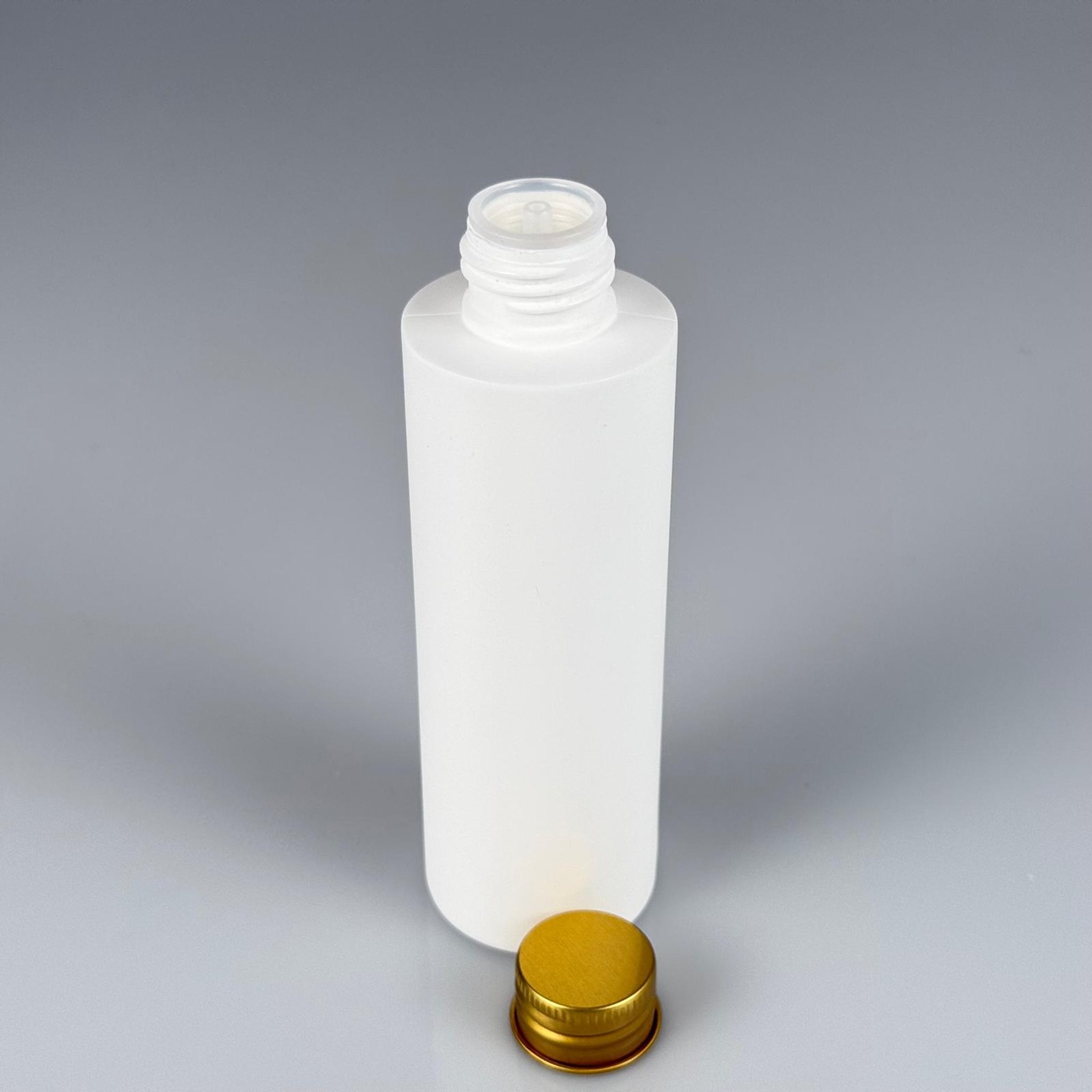 150 CC MAT BEYAZ SERT POLİETİLEN ASETON ŞİŞESİ (24 AĞIZ) + KÖPÜK CONTALI GOLD METAL ALÜMİNYUM KAPAK + KOLONYA TIPALI TAKIM - 150 ML KAPAKLI BEYAZ PLASTİK ŞİŞELER