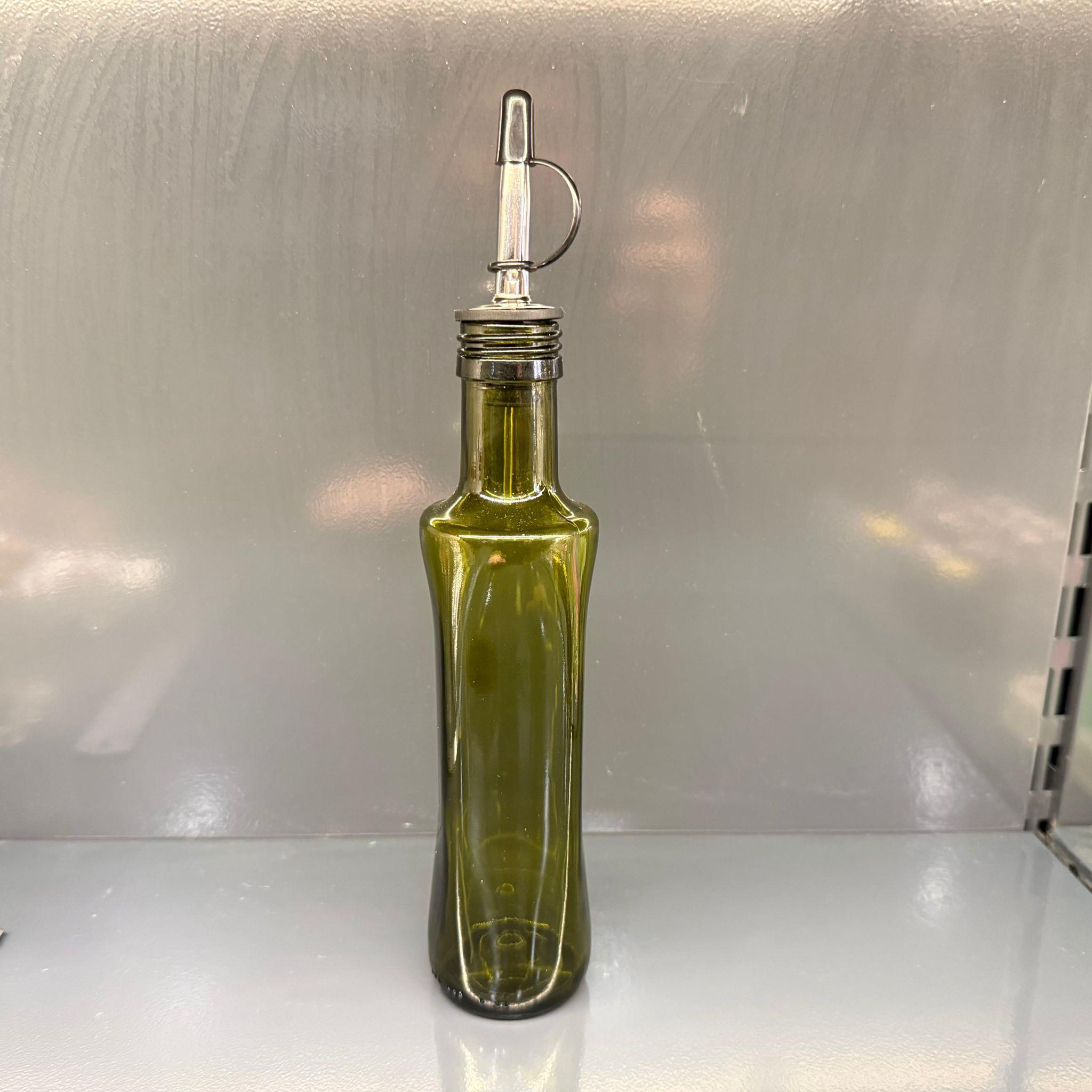 KÖŞELİ CAM YAĞLIK - 250 ML YEŞİL KARE CAM GEOLİVE ŞİŞE + KAPAKLI ÇELİK YAĞDANLIK TIPASI TAKIM