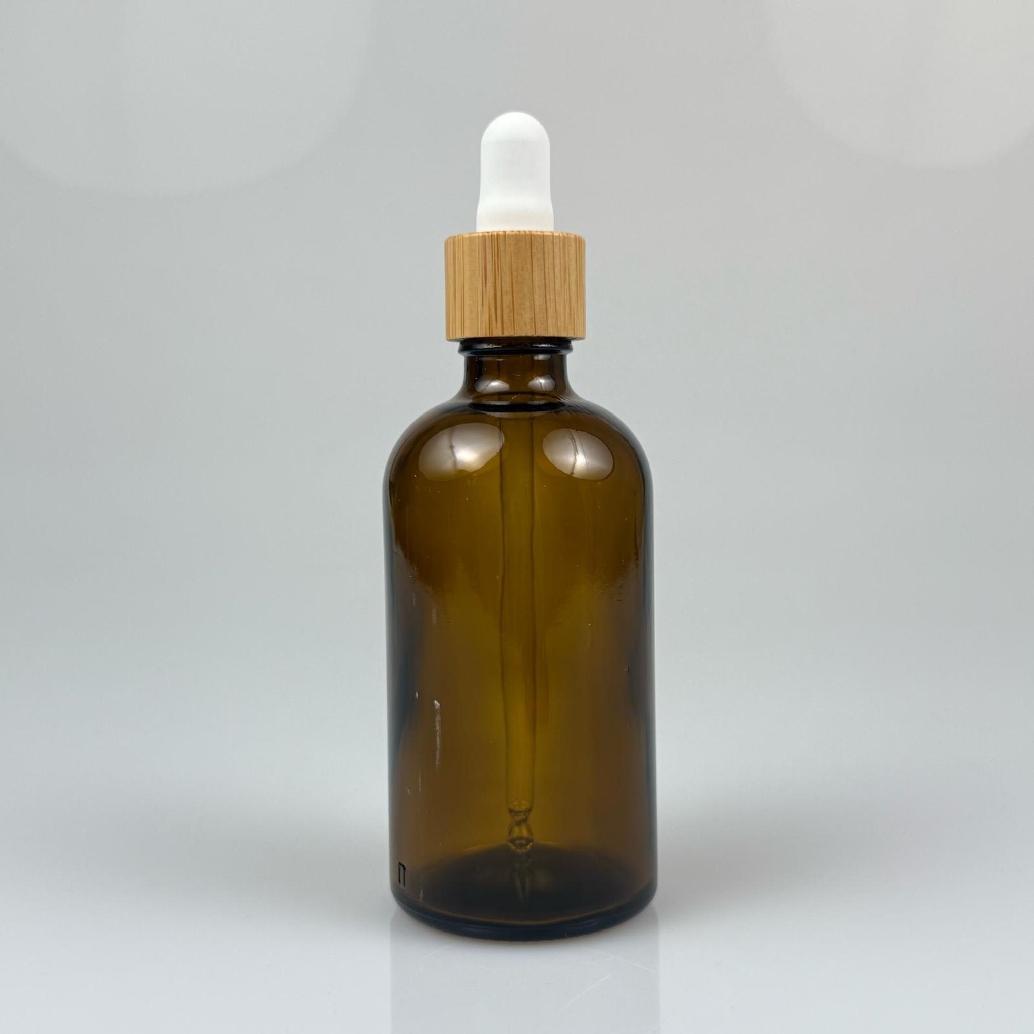 100 CC AMBER CAM DAMLALIKLI ŞİŞE - BEYAZ EMZİK - BAMBU AHŞAP KAPAK - 100 ML BAMBU KAPAKLI CAM DAMLALIKLI ŞİŞE