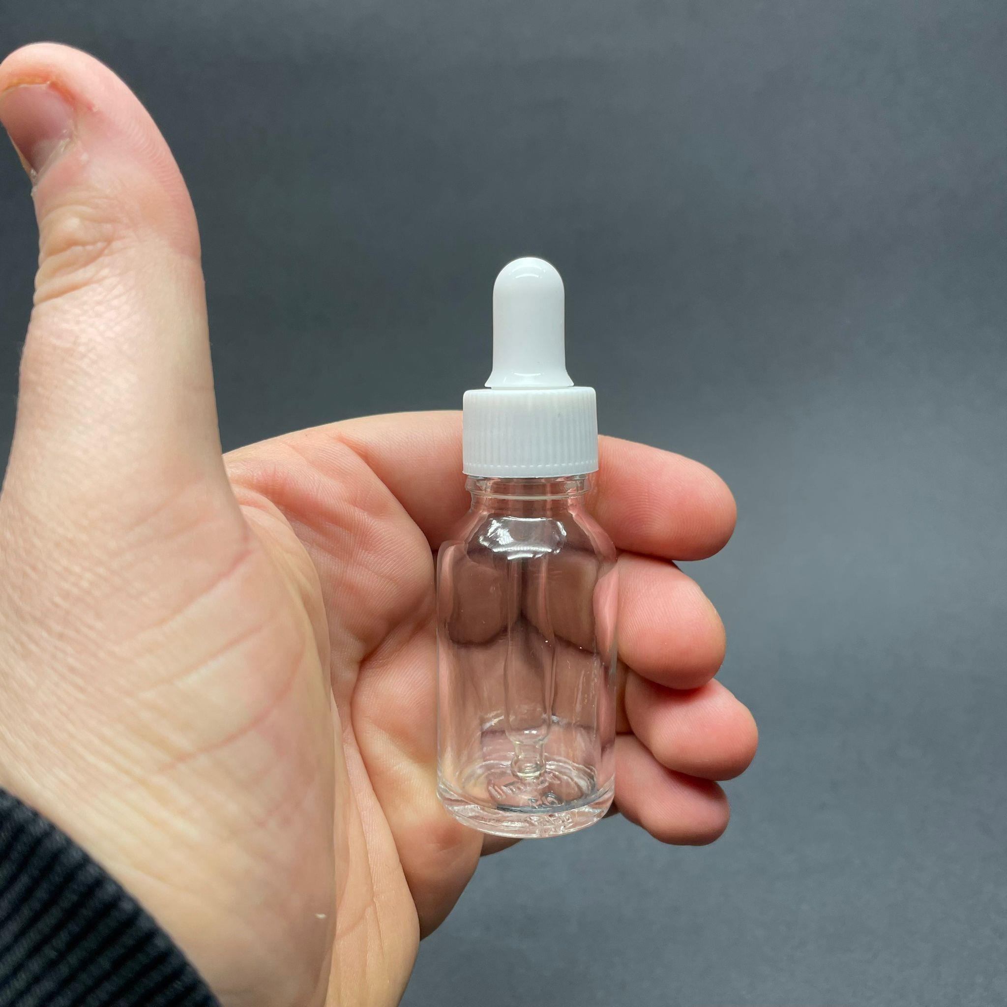 15 CC ŞEFFAF CAM DAMLALIKLI ŞİŞE - BEYAZ EMZİK - BEYAZ PLASTİK KAPAK - 15 ML CAM DAMLALIKLI ŞİŞE