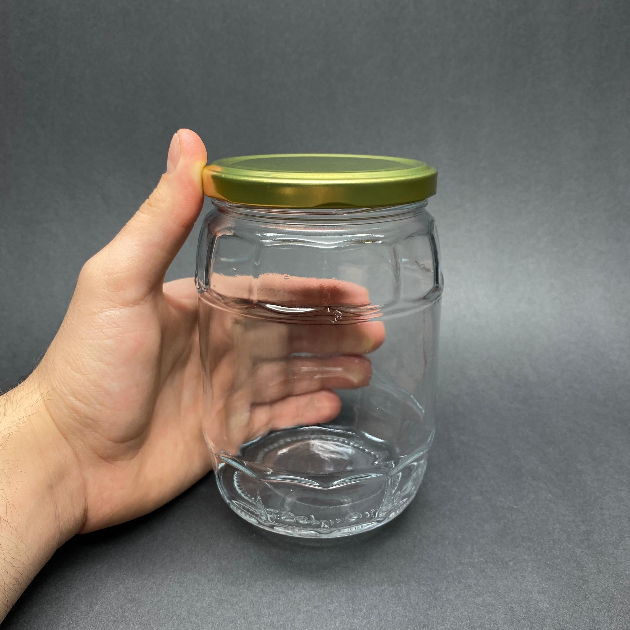 720 CC FIÇI CAM KAVANOZ - GOLD METAL KAPAKLI - 720 ML BAL KAVANOZU