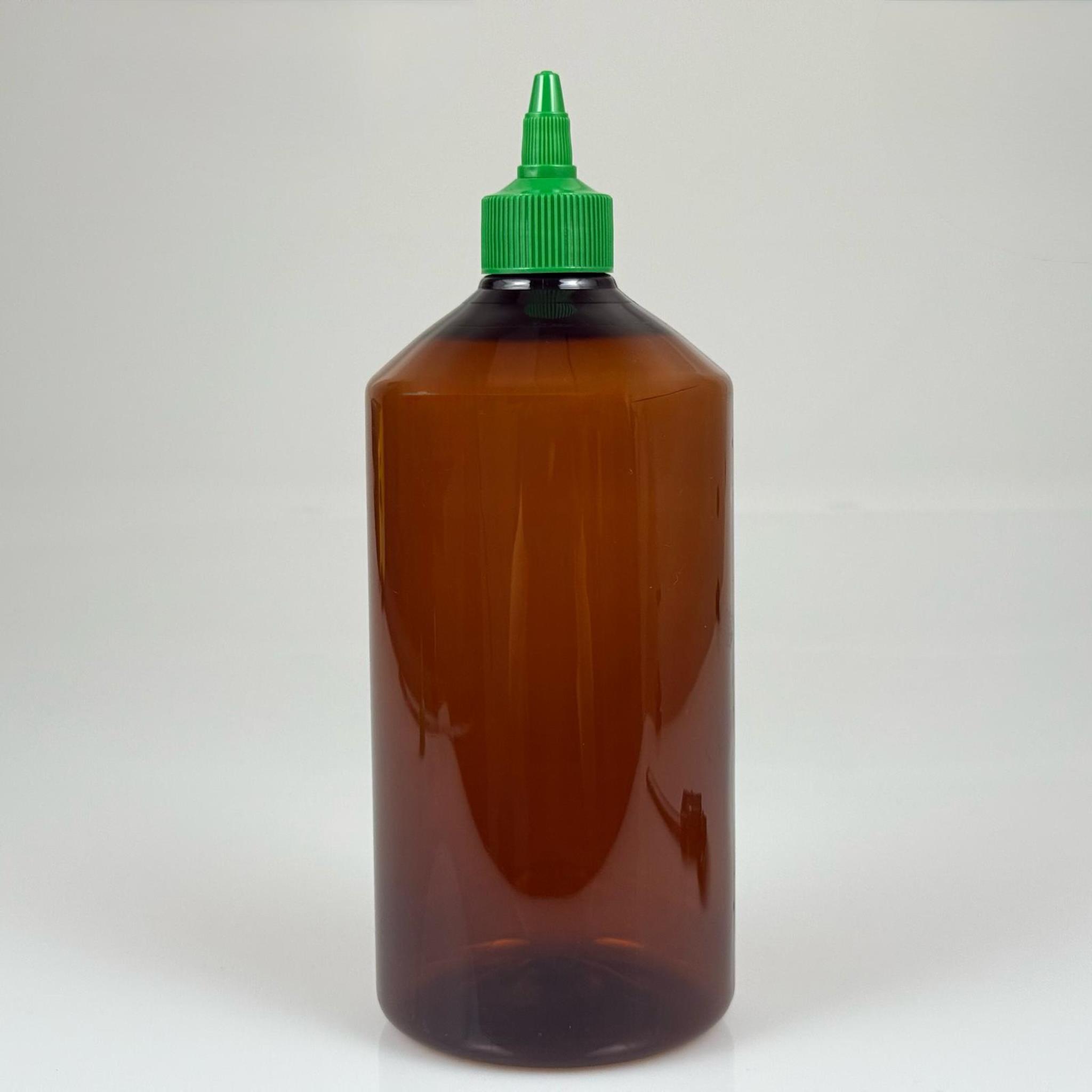 ZEYTİNYAĞI, SOS, ACI SOS, SİRKE, SRIRACHA VB BOŞ ŞİŞELERİ - YEŞİL SİVRİ TWİST AKITICI KAPAK + 950 ML AMBER KAHVERENGİ PET PLASTİK ŞİŞE TAKIM