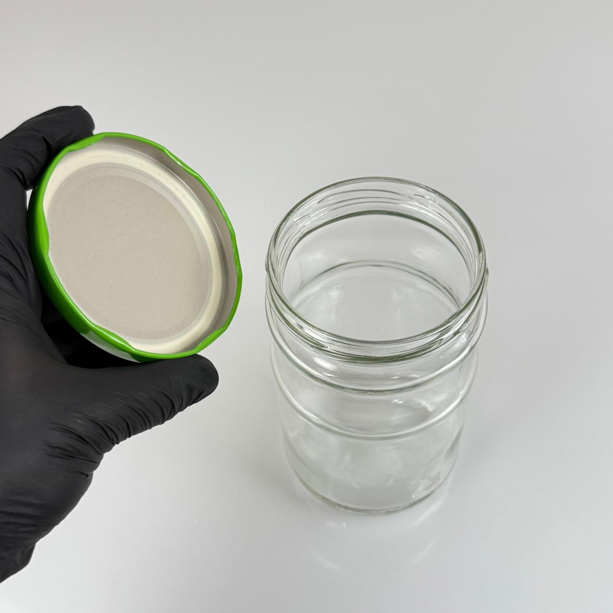 660 CC BOĞUMLU CAM KAVANOZ - AÇIK YEŞİL METAL KAPAKLI - 660 ML CAM KAVANOZ - KONSERVE KAVANOZU